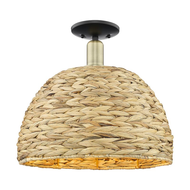 Bruno Marashlian Woven Rattan 16 Inch Semi Flush Mount by Innovations Lighting