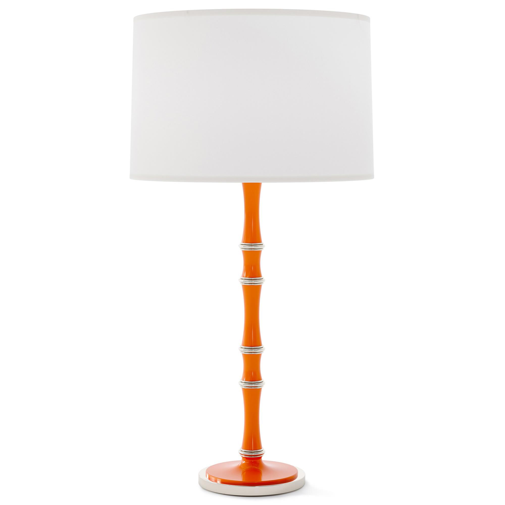Shown in Pumpkin finish and Ascot White shade and Polished Nickel accent