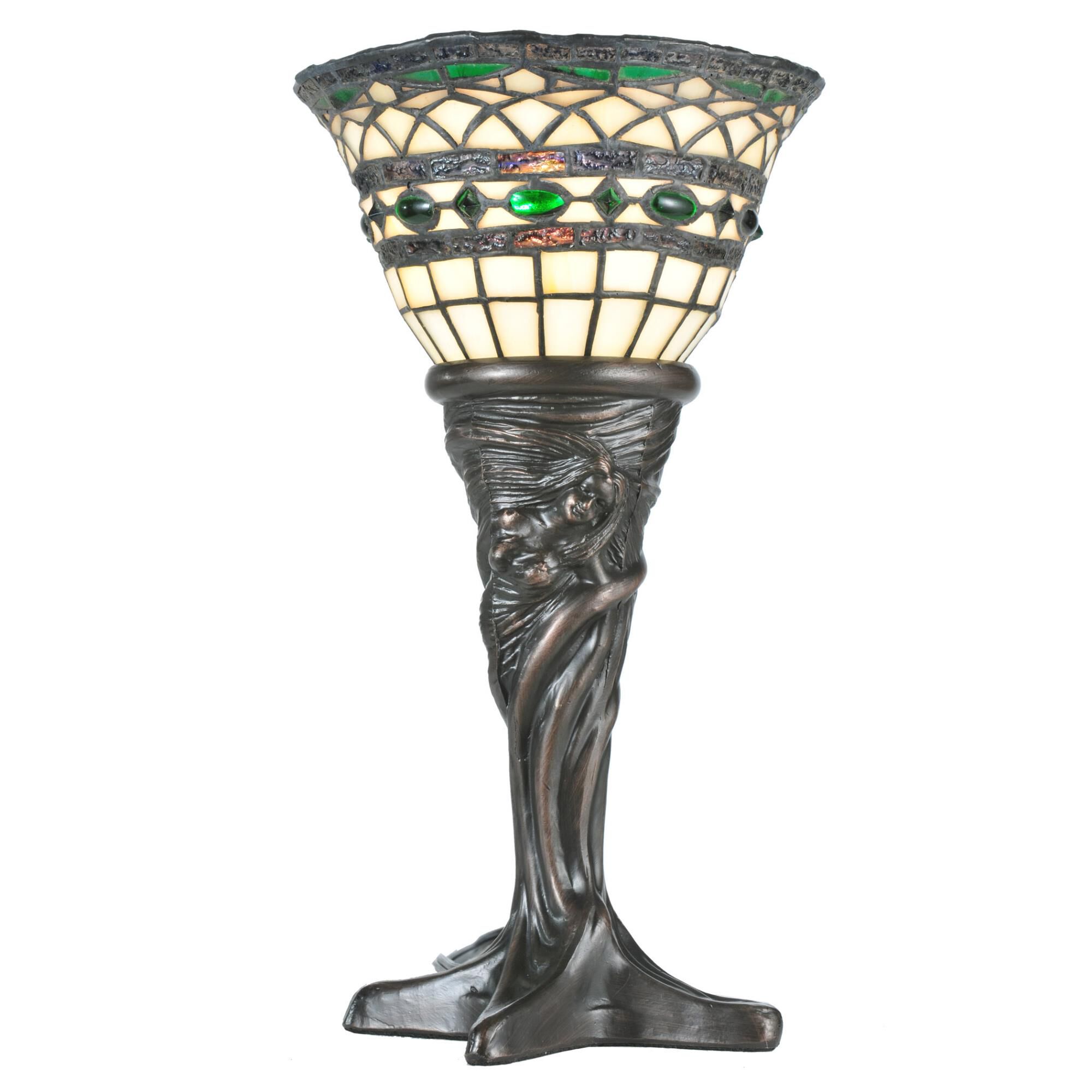 Shown in Mahogany Bronze finish and Beige-Green glass