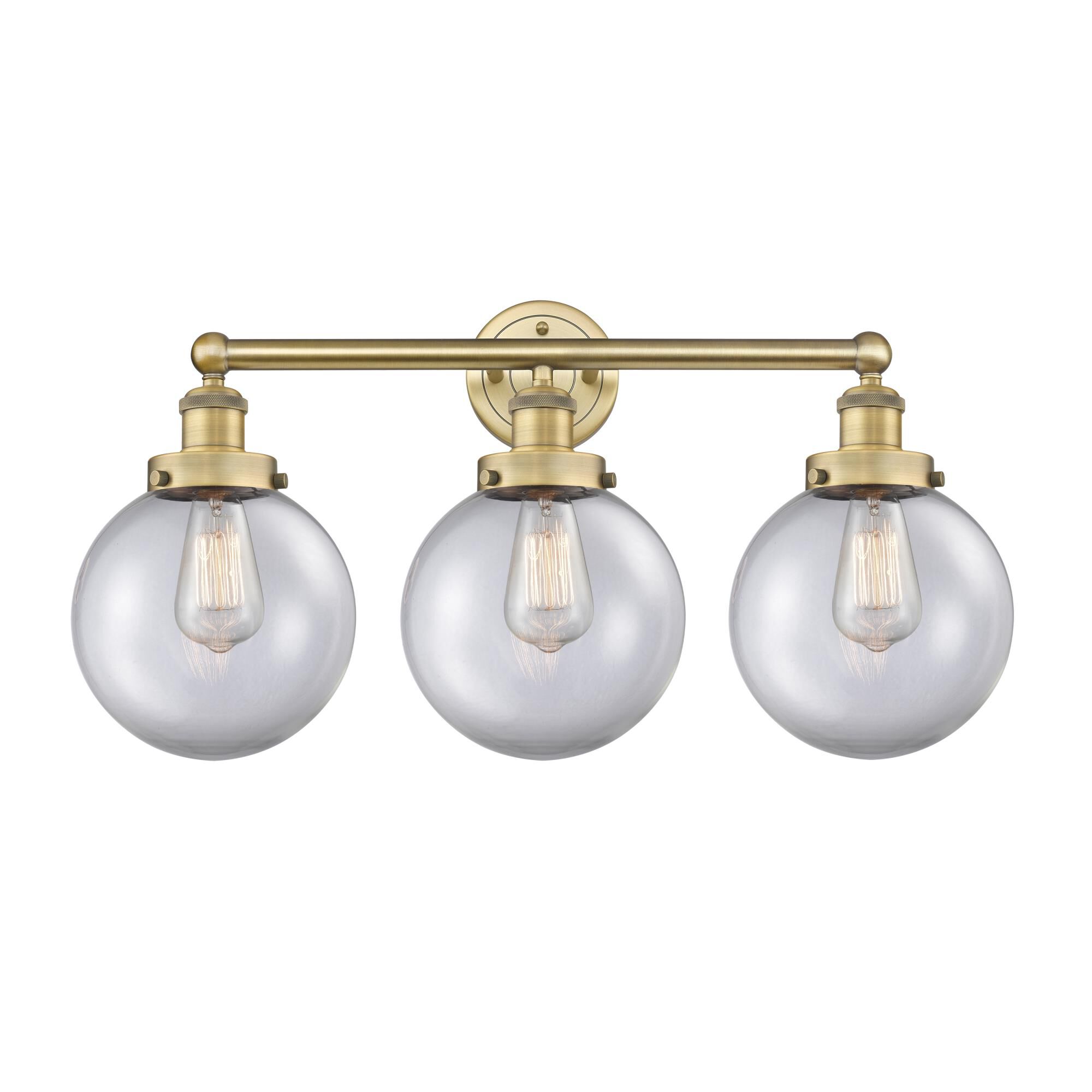 Shown in Brushed Brass finish and Clear glass