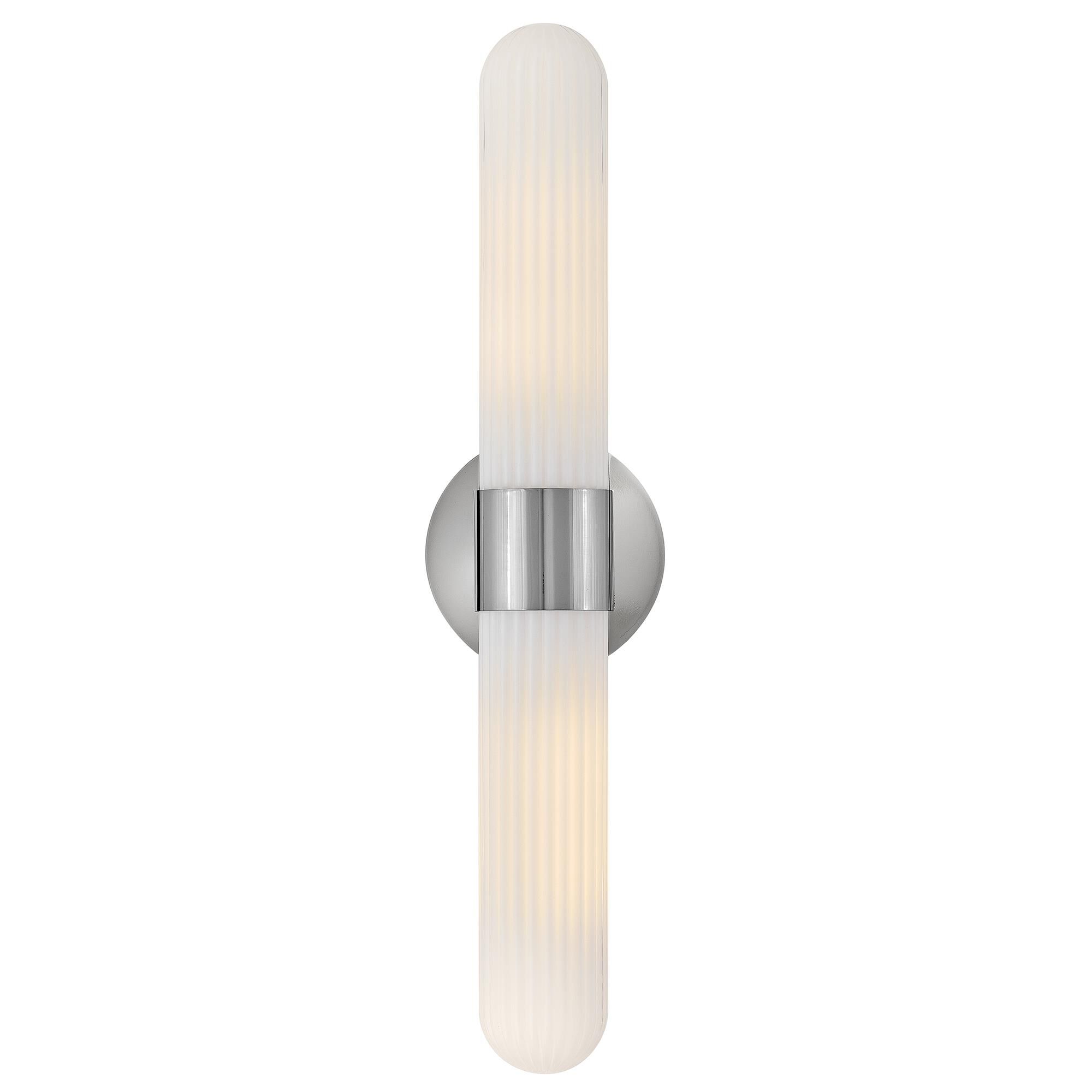 Shown in Chrome finish and Cased Opal Ribbed glass
