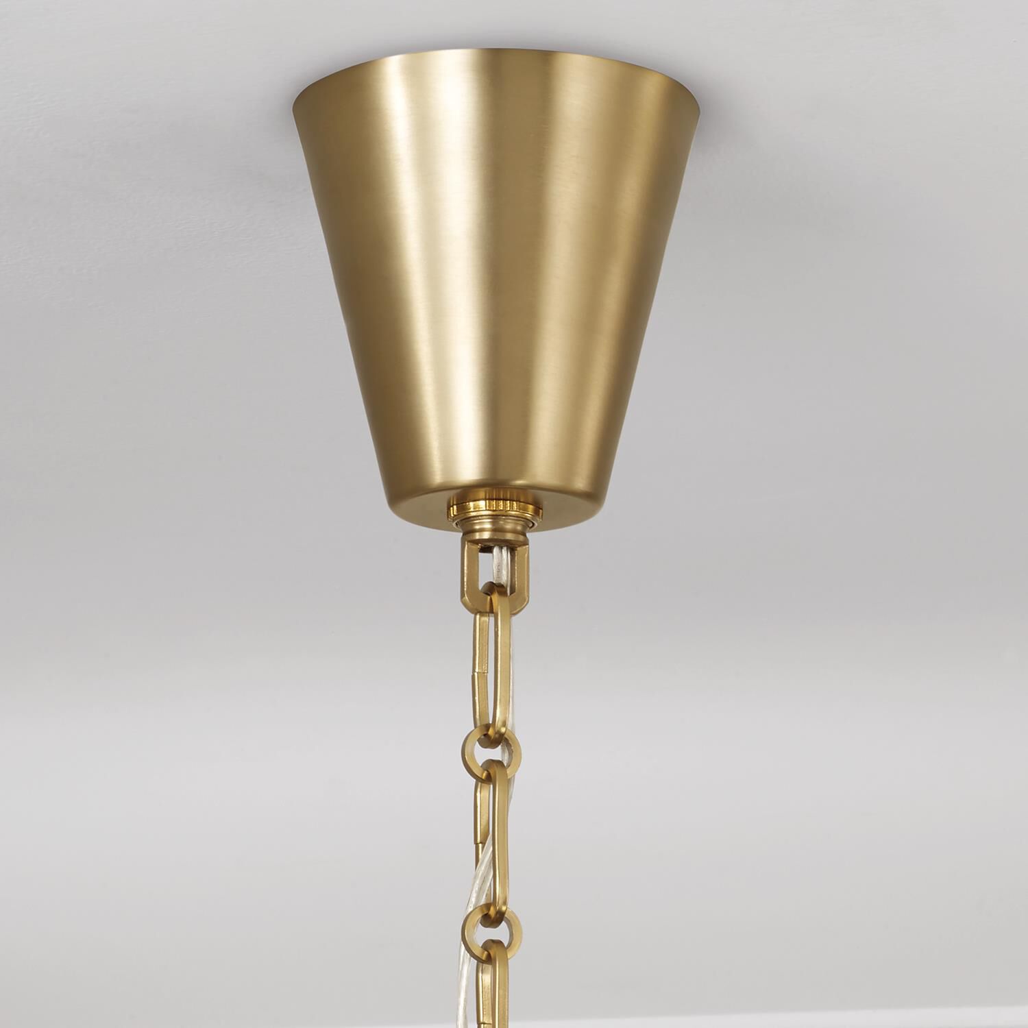 Shown in Aged Brass finish and White Fabric shade