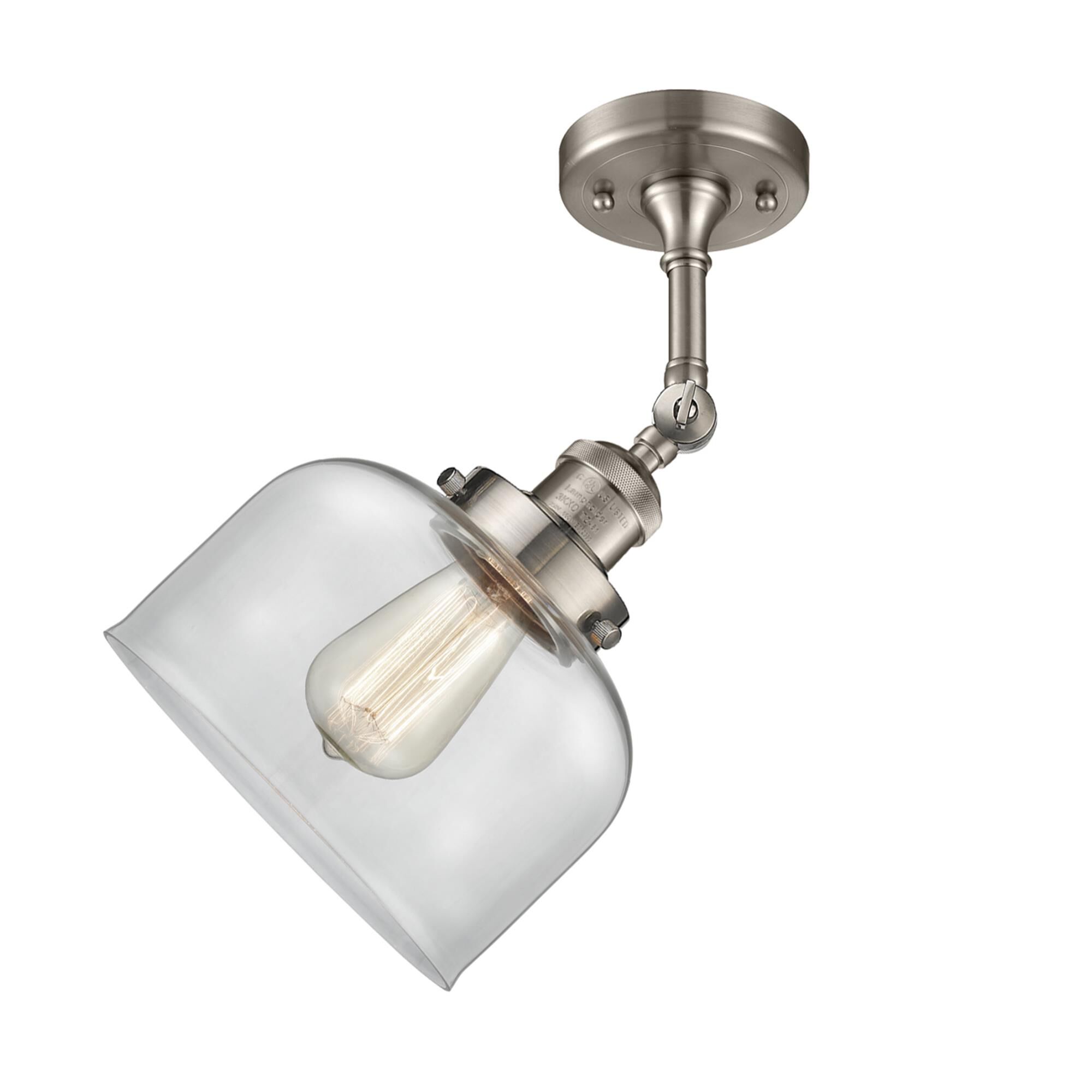 Shown in Brushed Satin Nickel finish and Clear glass