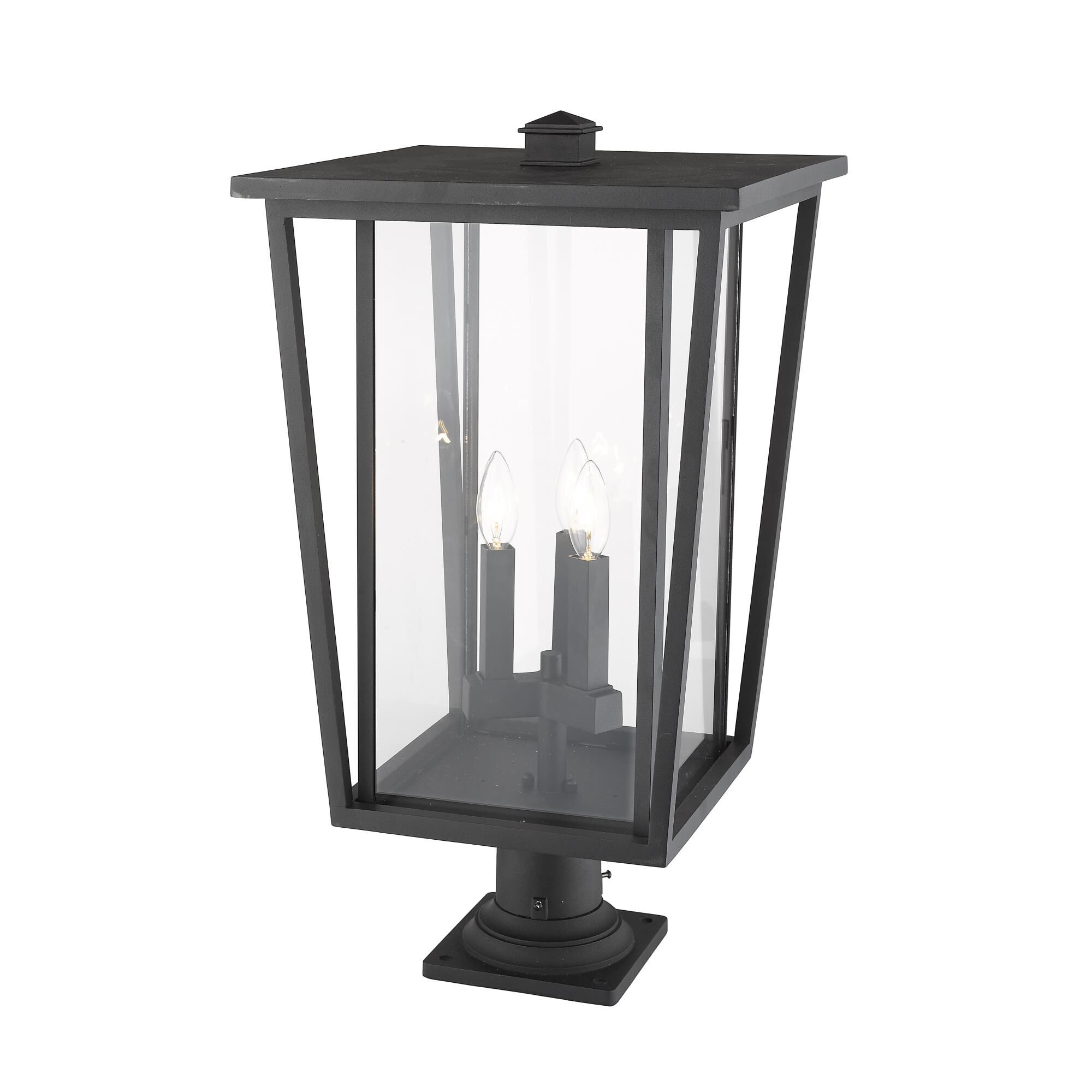Shown in Black finish and Glass shade