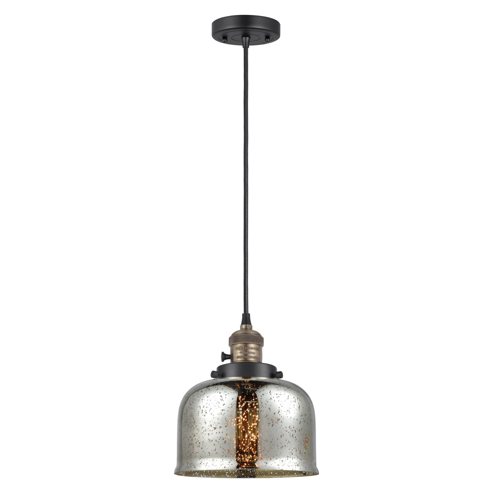 Shown in Black Antique Brass finish and Silver Plated Mercury glass