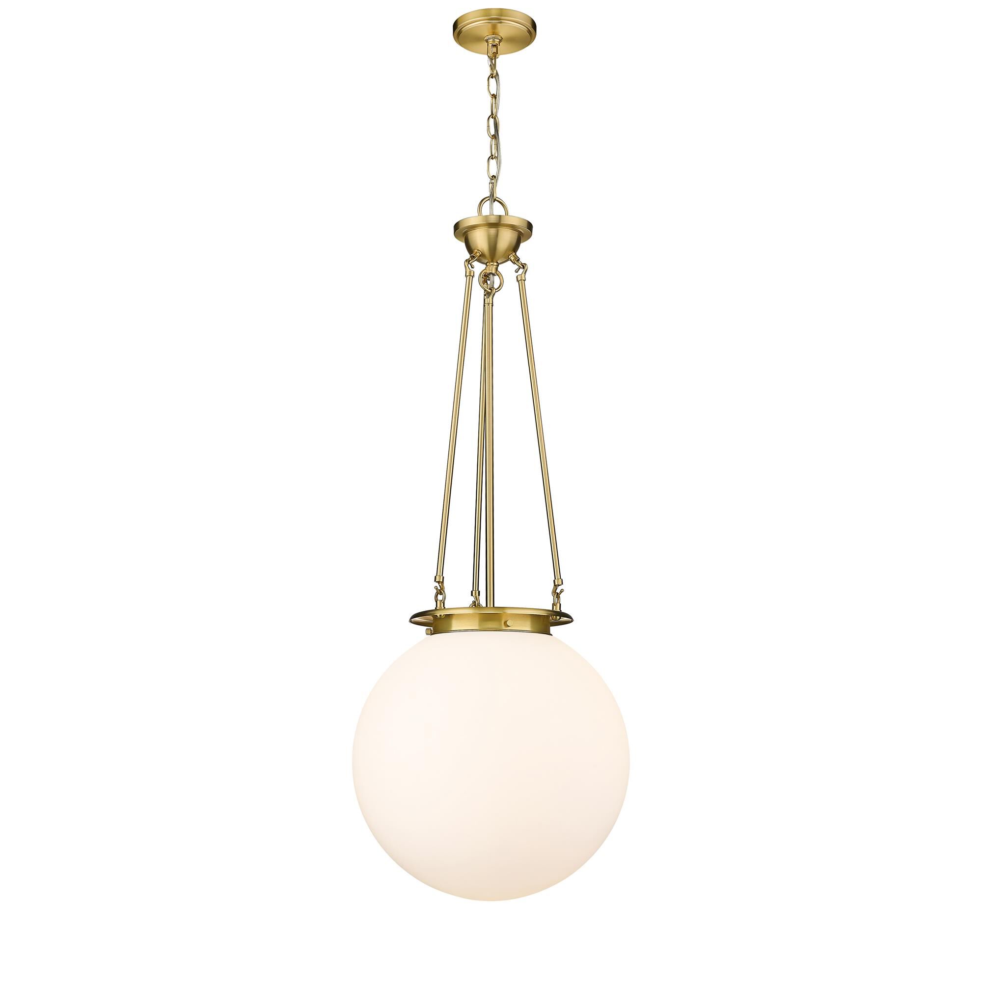 Shown in Satin Gold finish and Matte White glass