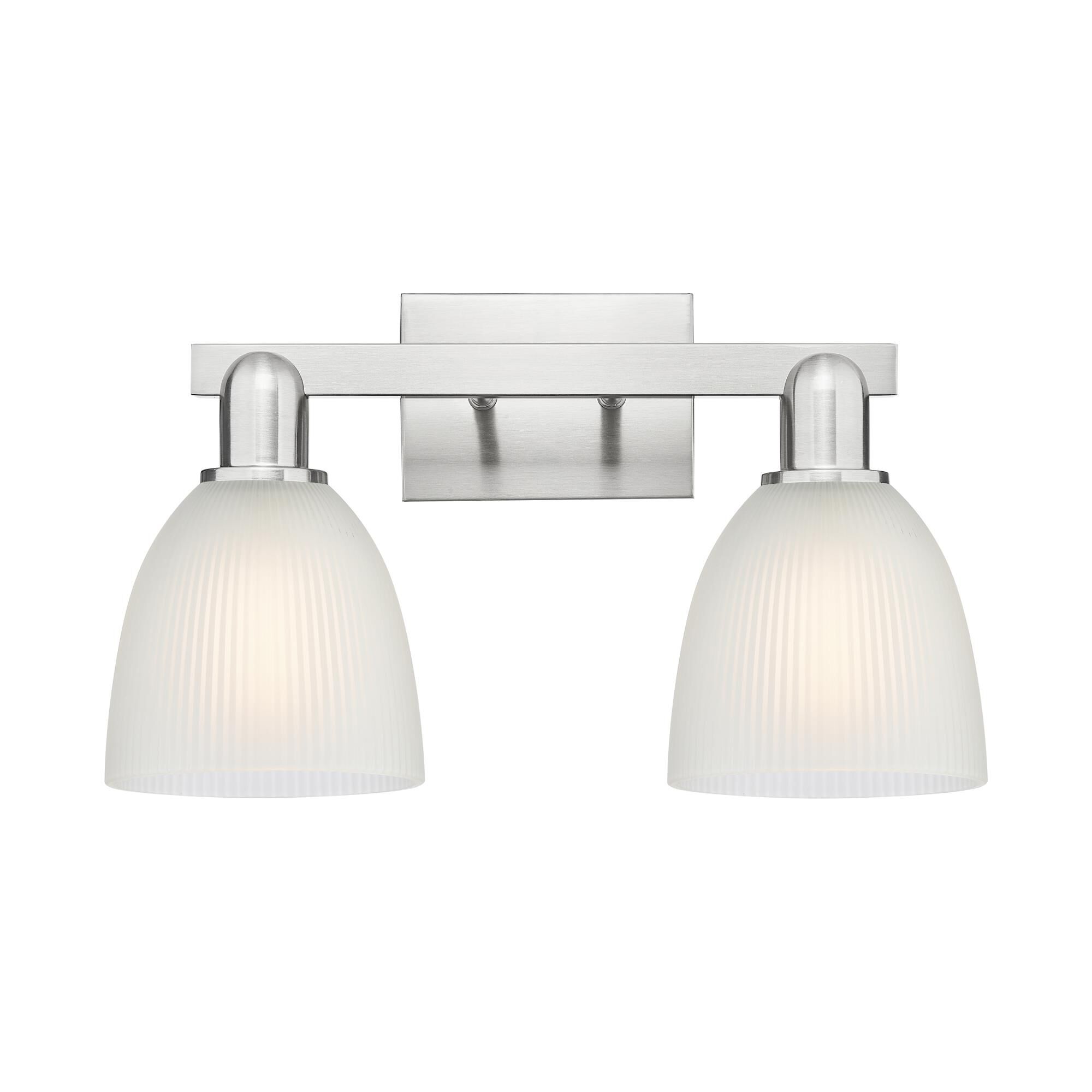 Shown in Brushed Satin Nickel finish and White glass