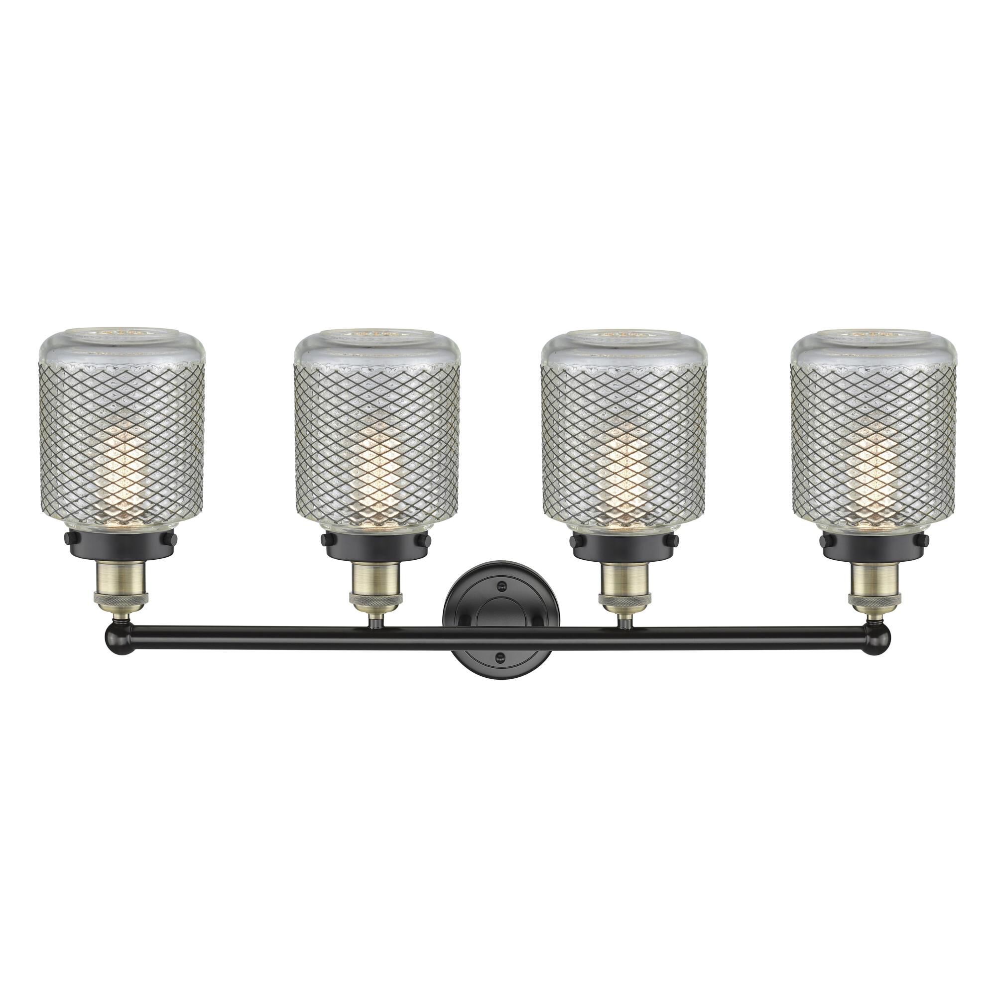 Shown in Black Antique Brass finish and Clear Wire Mesh glass