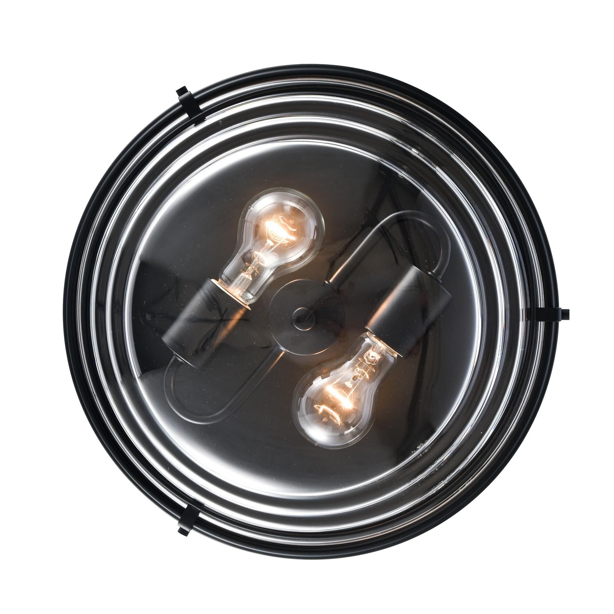 Shown in Black finish and Clear glass