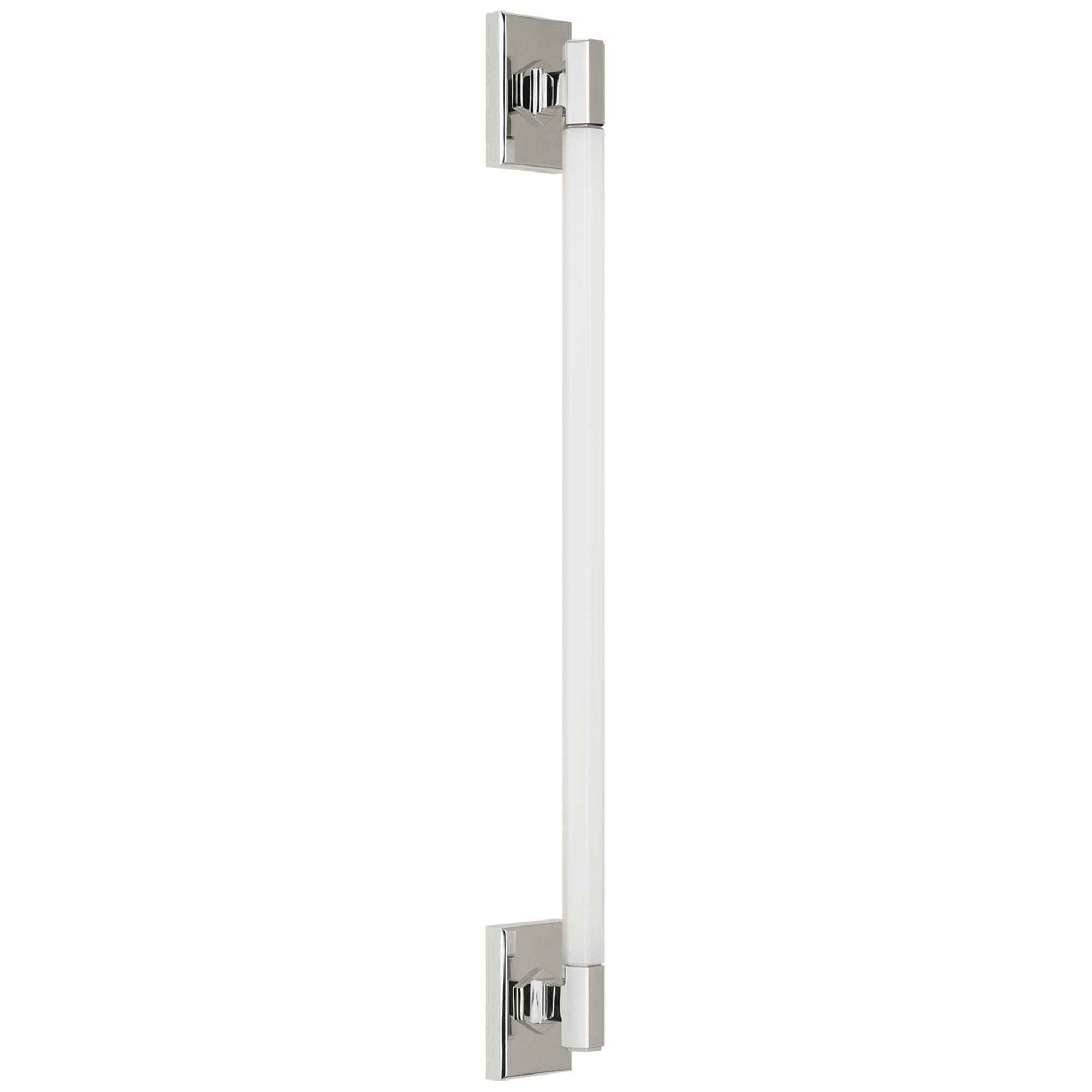 Shown in Polished Nickel finish and White glass