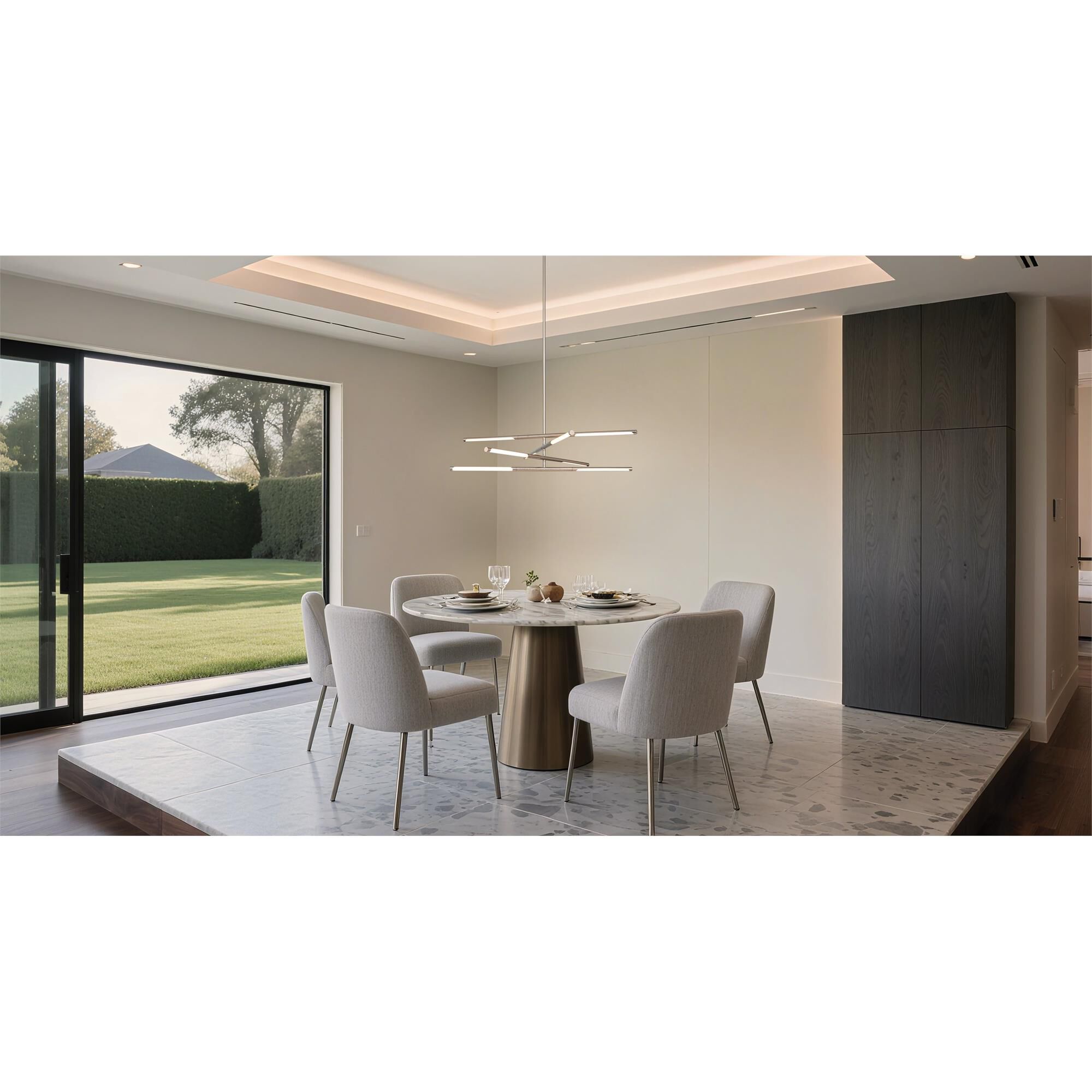 Shown in Polished Nickel finish and White glass