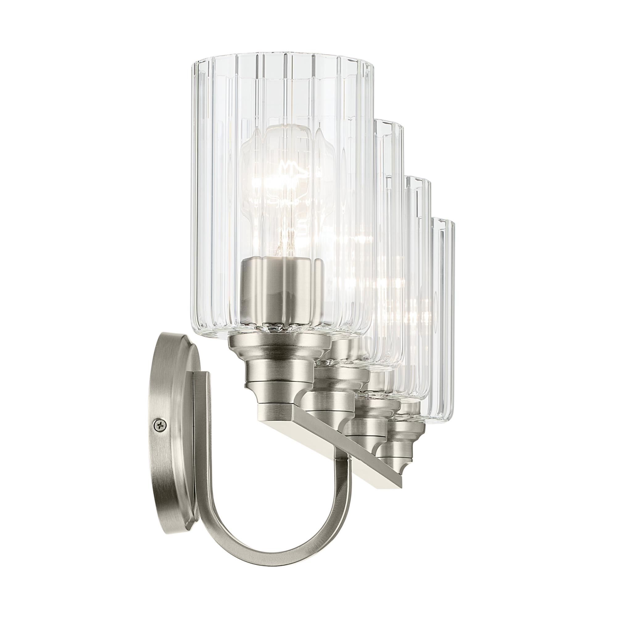 Shown in Brushed Nickel finish and Clear Fluted glass