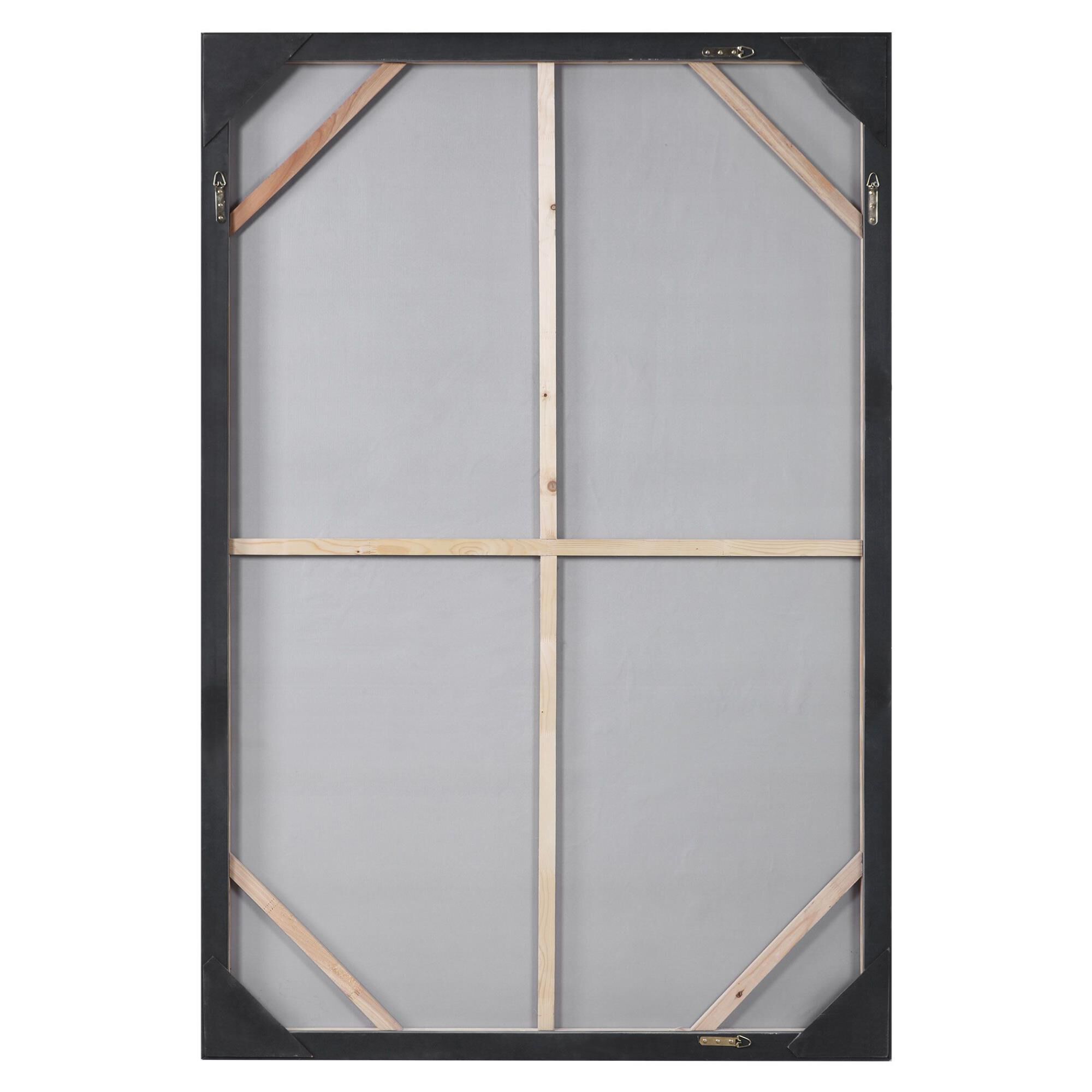 Shown in Hand Painted Abstract, Matte Black Gallery Frame, Orange, Red, Blue, Silver Leaf finish