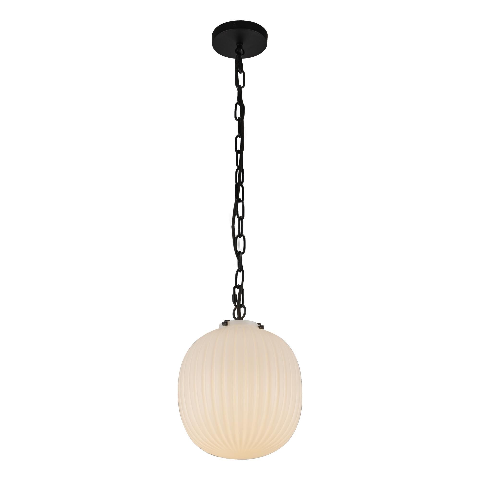 Shown in Matte Black finish and Glossy Ribbed Opal glass