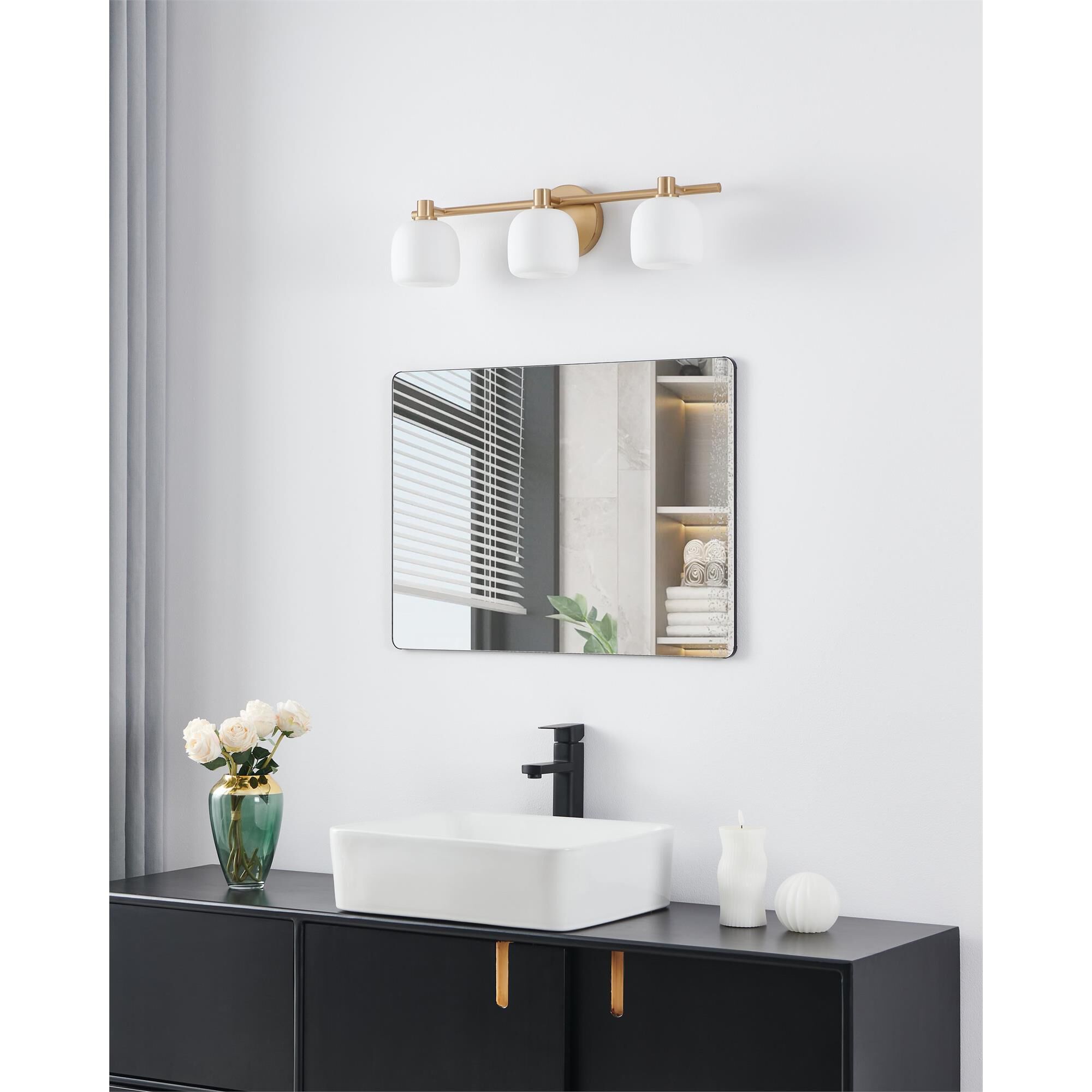 Shown in Champagne Gold finish and Etched Opal glass