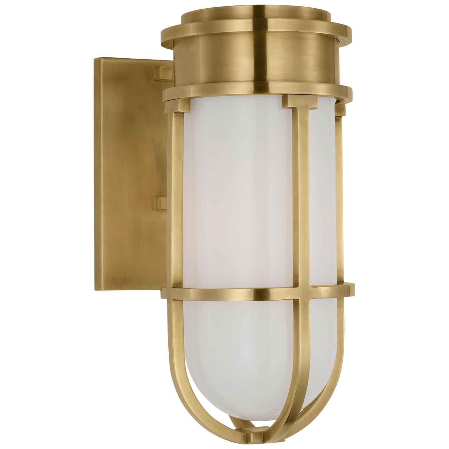Shown in Antique-Burnished Brass finish and White glass