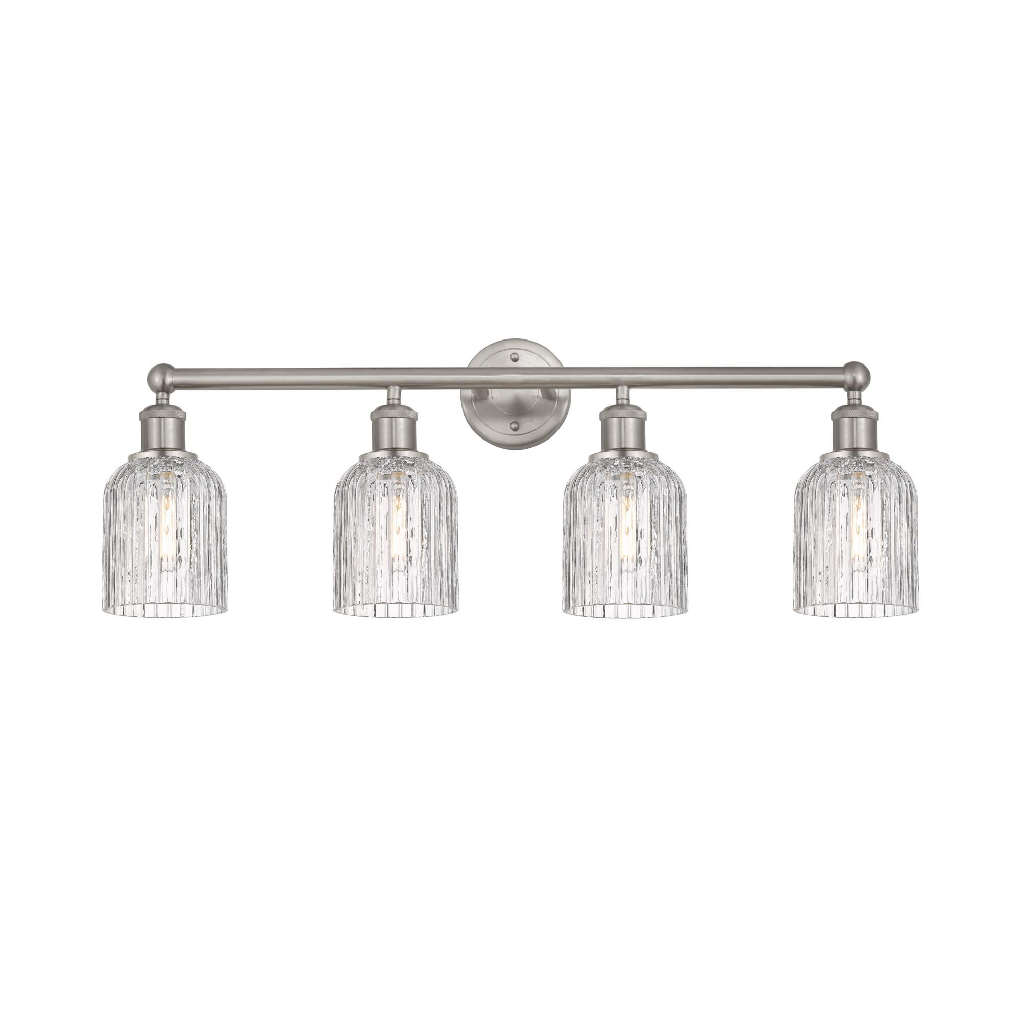 Shown in Brushed Satin Nickel finish and Clear glass