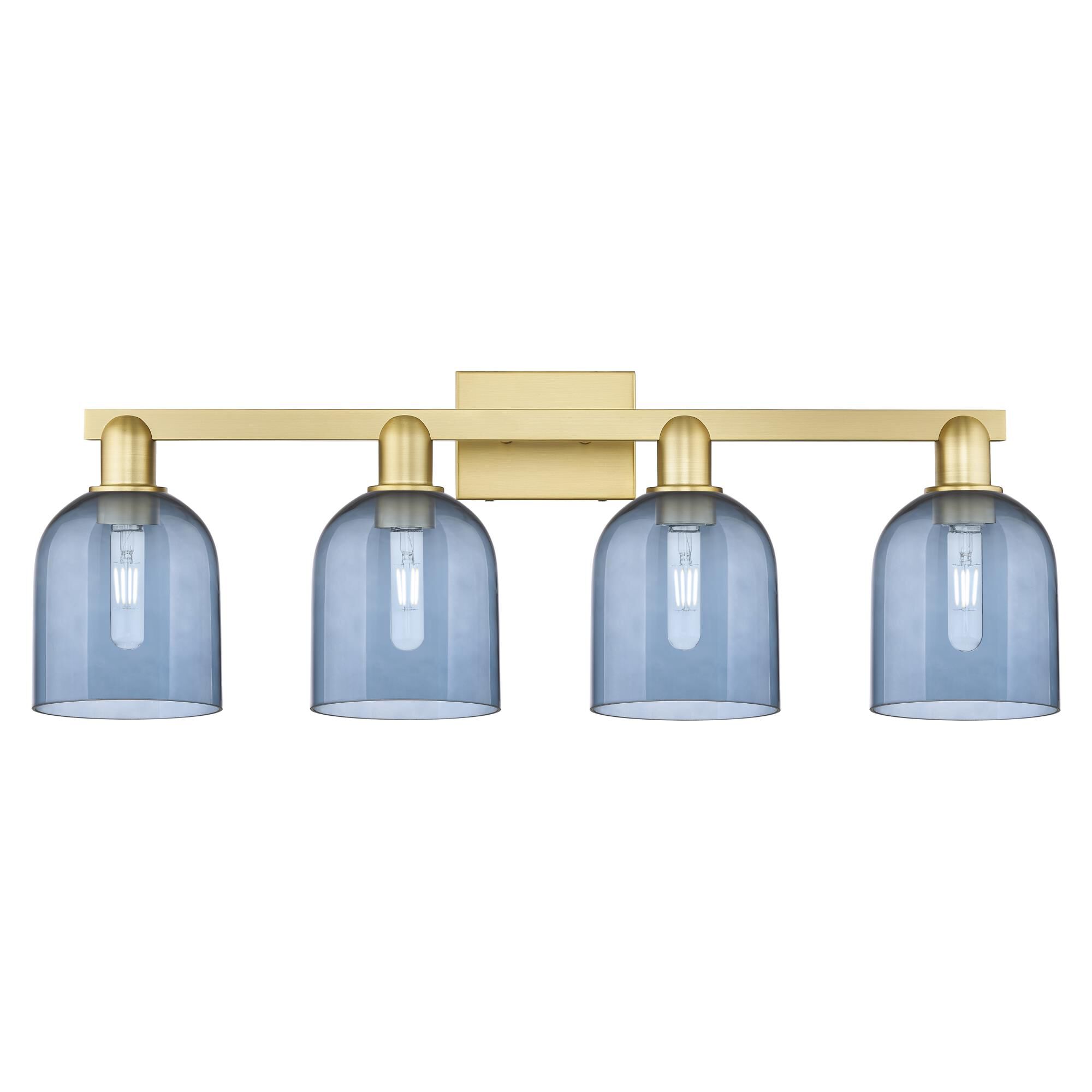 Shown in Satin Gold finish and Blue glass