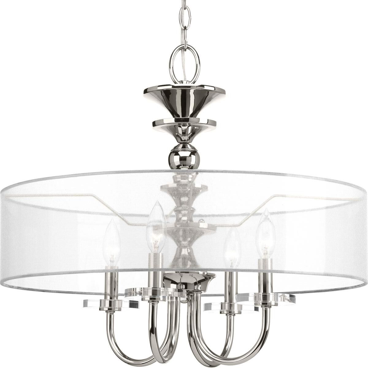 Shown in Polished Nickel finish and Grey Mylar Shade glass