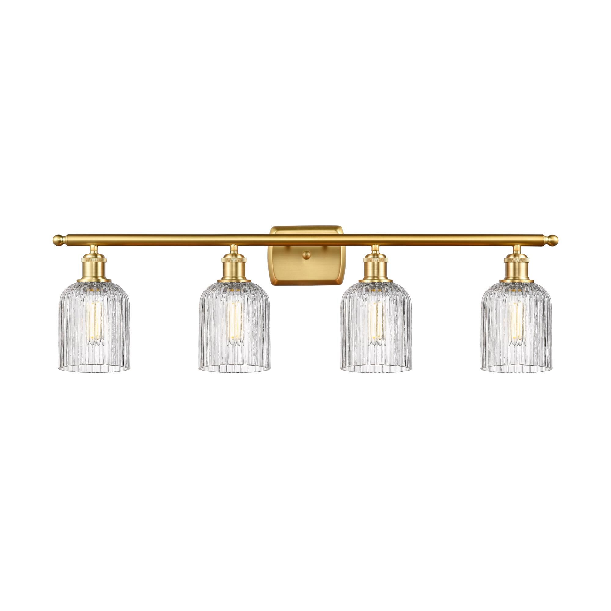 Shown in Satin Gold finish and Clear glass