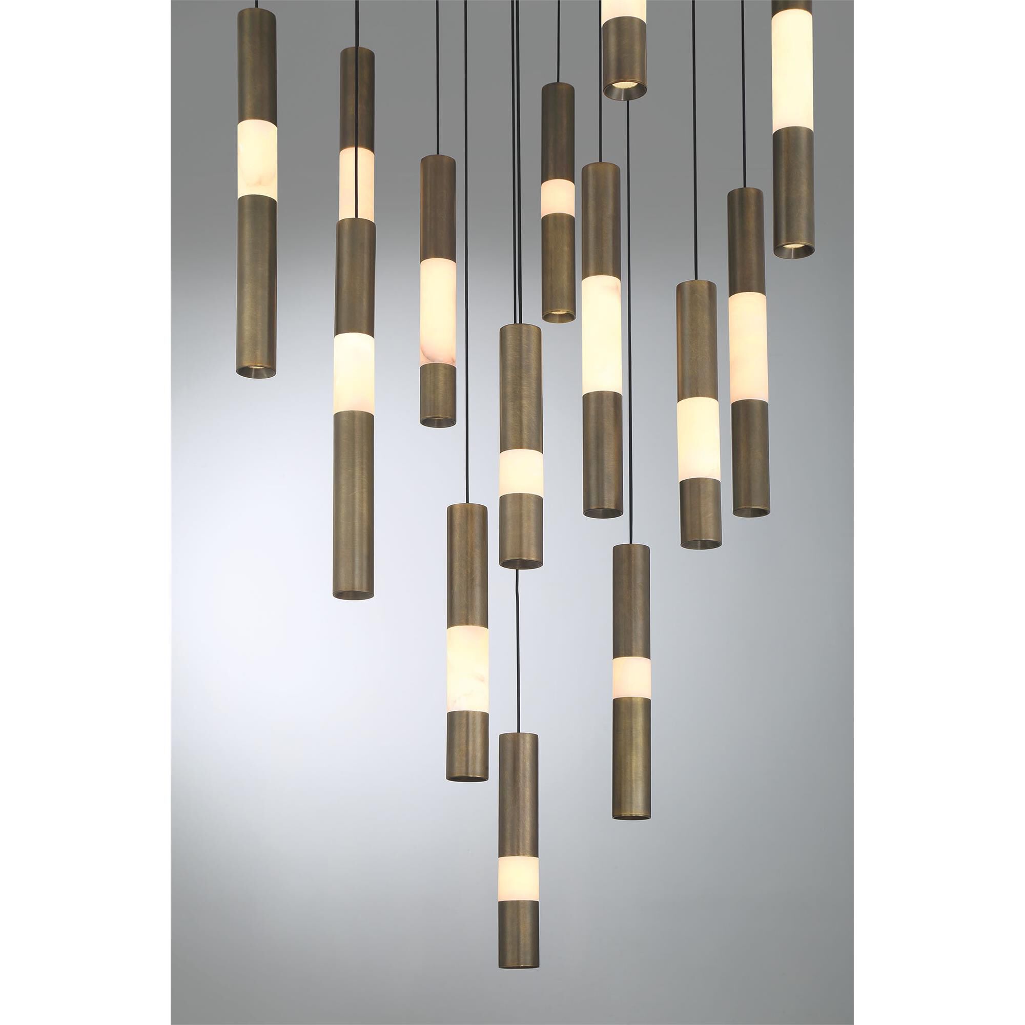 Shown in Weathered Brass finish and Alabaster glass