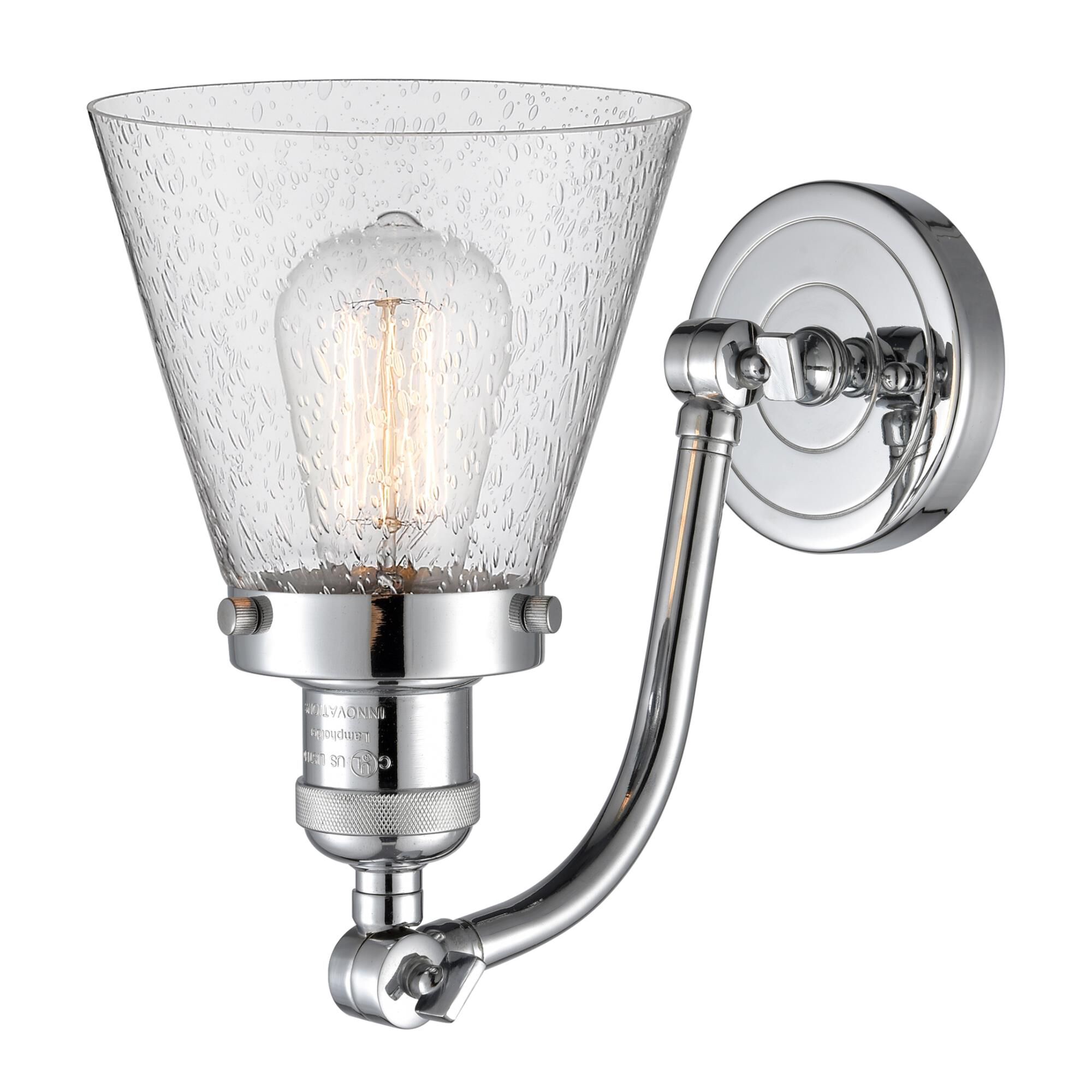 Shown in Polished Chrome finish and Seedy Small Cone glass