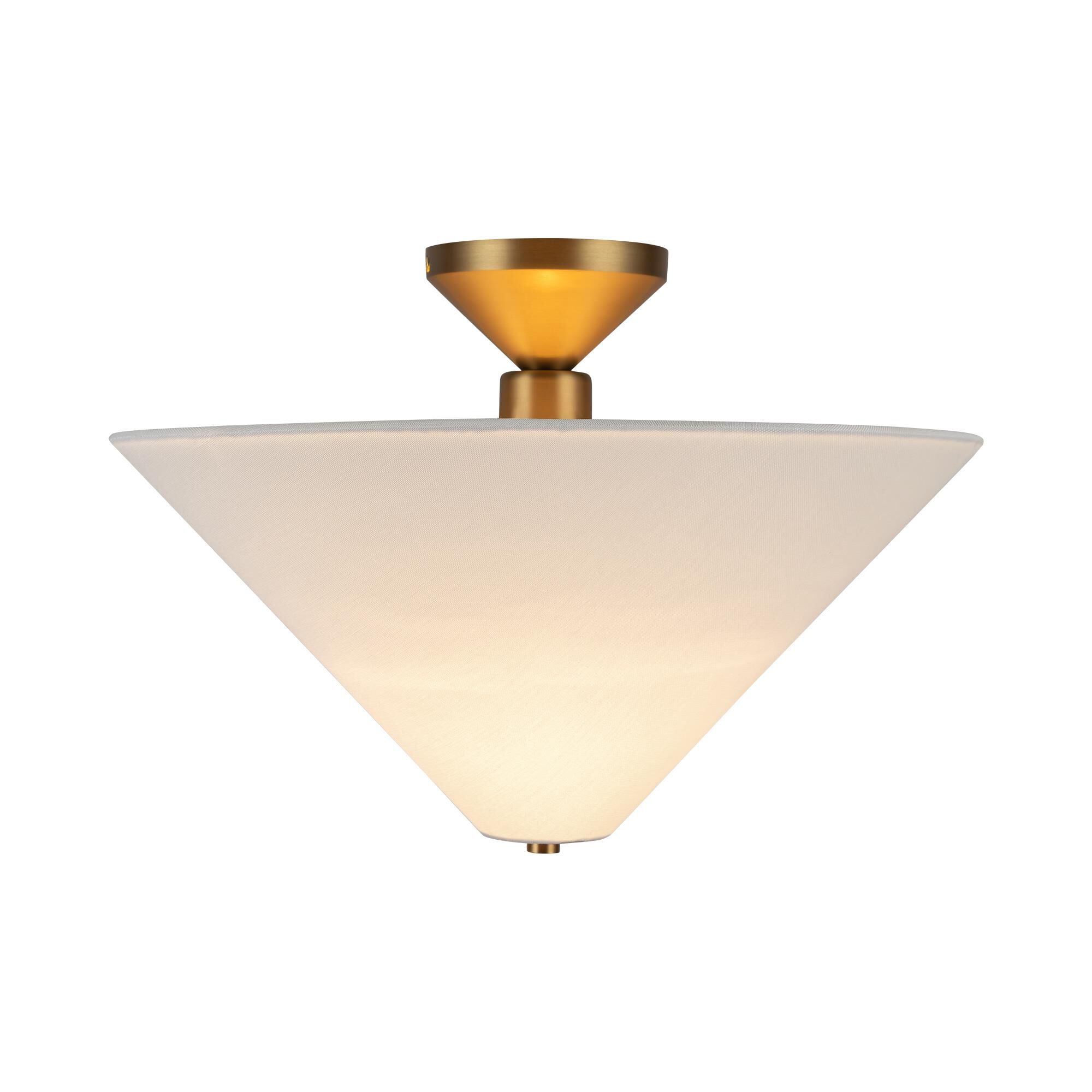 Shown in Brushed Gold finish and White Acrylic Diffuser glass and White Linen shade