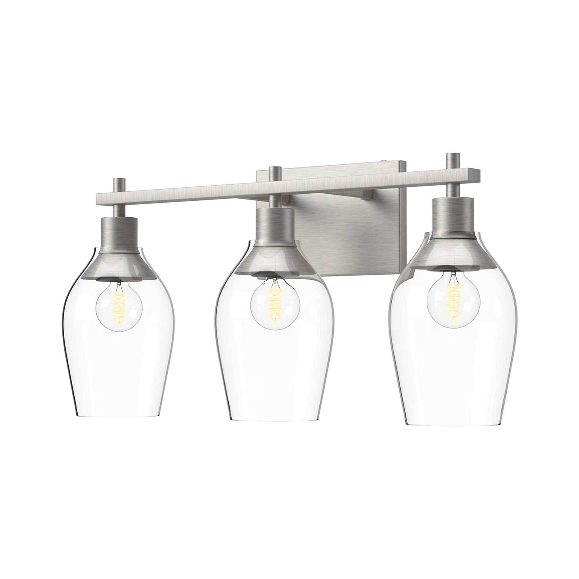 Shown in Brushed Nickel finish and Clear glass