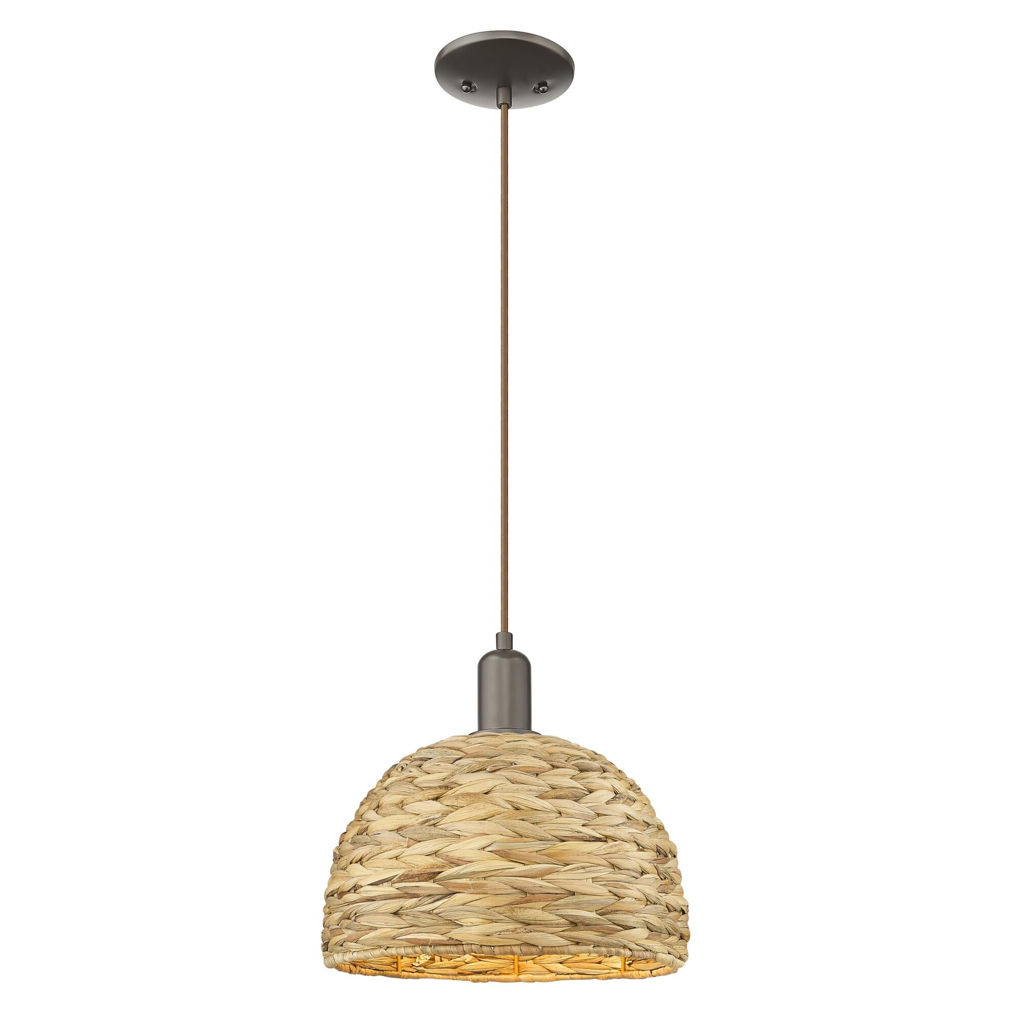 Bruno Marashlian Woven Rattan 12 Inch Mini Pendant by Innovations Lighting