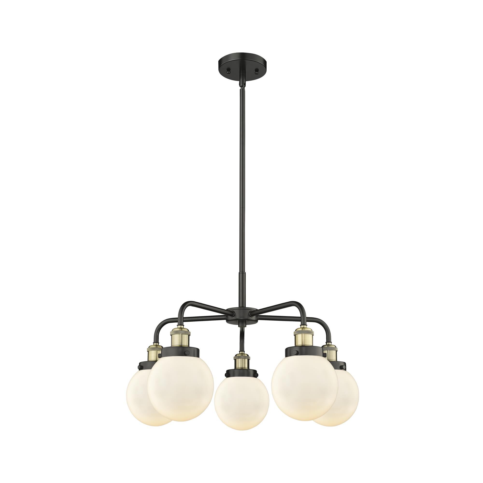 Shown in Black Antique Brass finish and Matte White glass