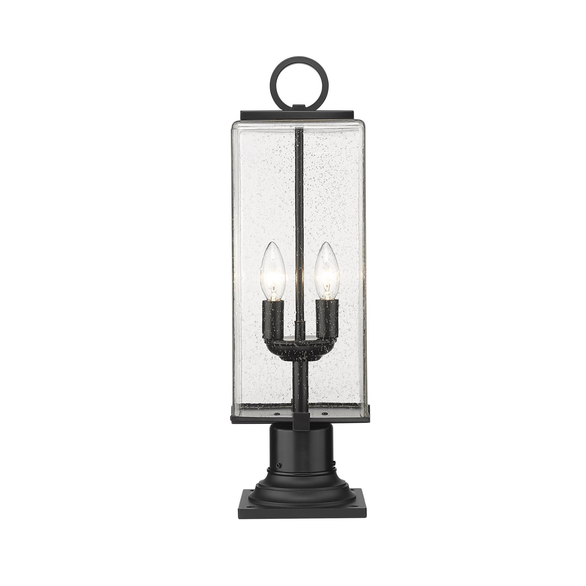 Shown in Black finish and Glass shade