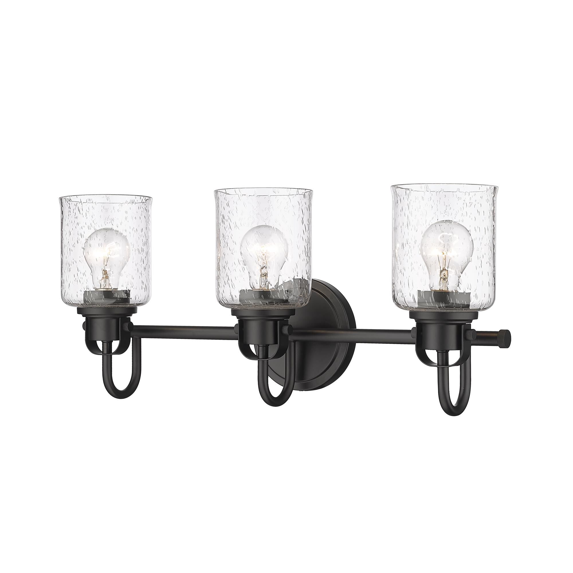 Shown in Matte Black finish and Glass shade