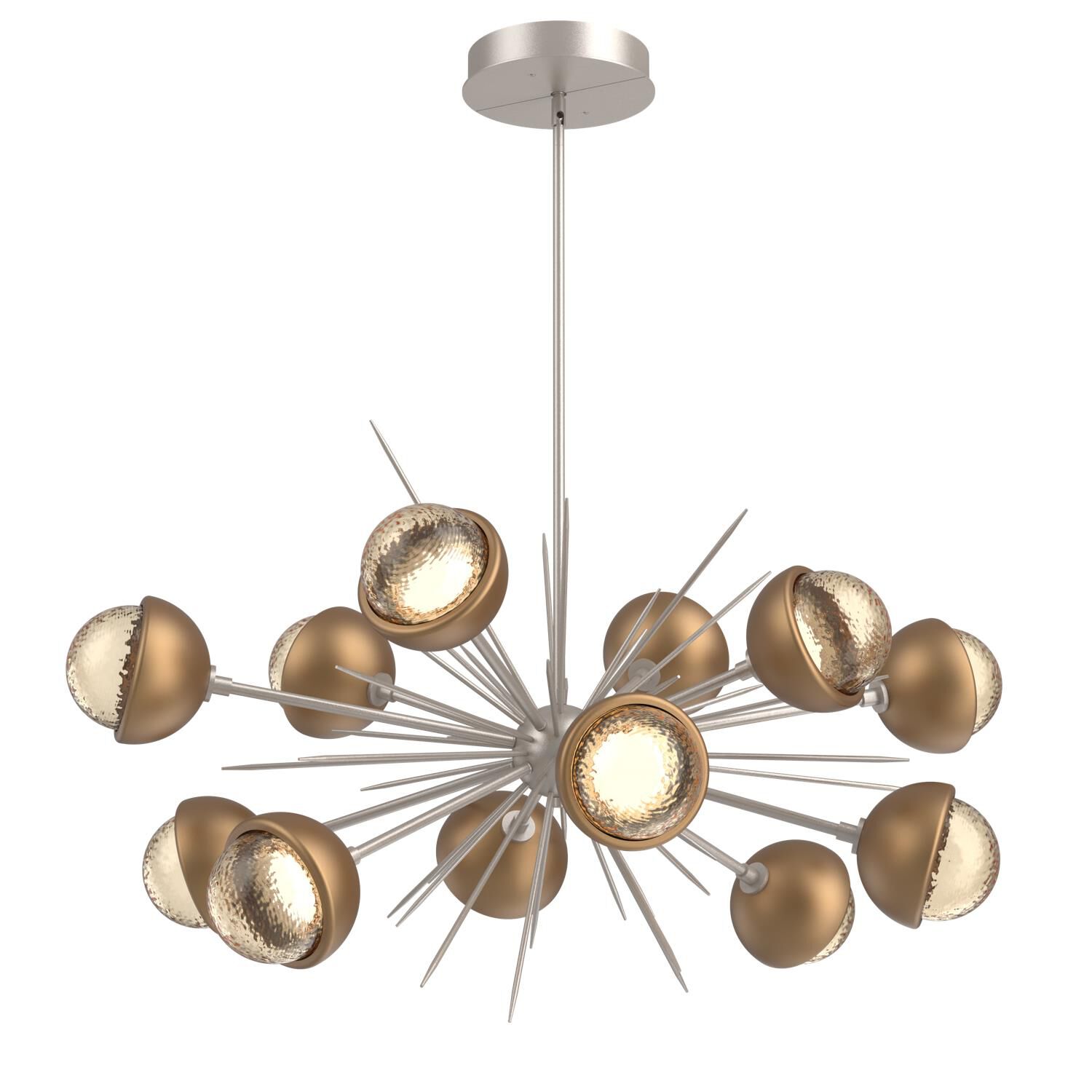 Shown in Beige Silver finish and Amber glass and Novel Brass accent