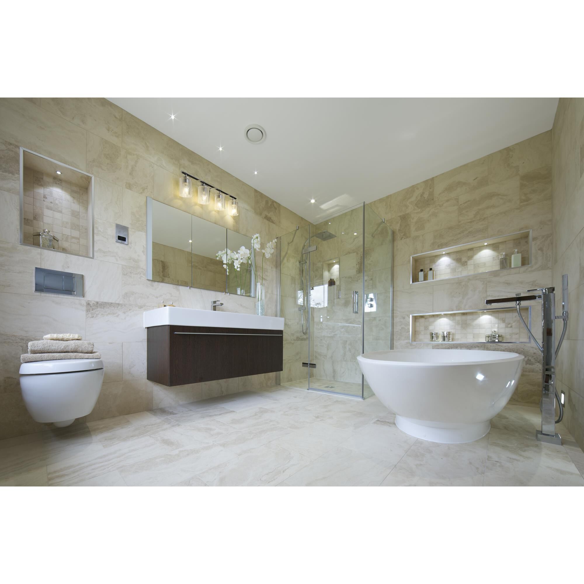 Shown in Polished Nickel finish and Glass shade