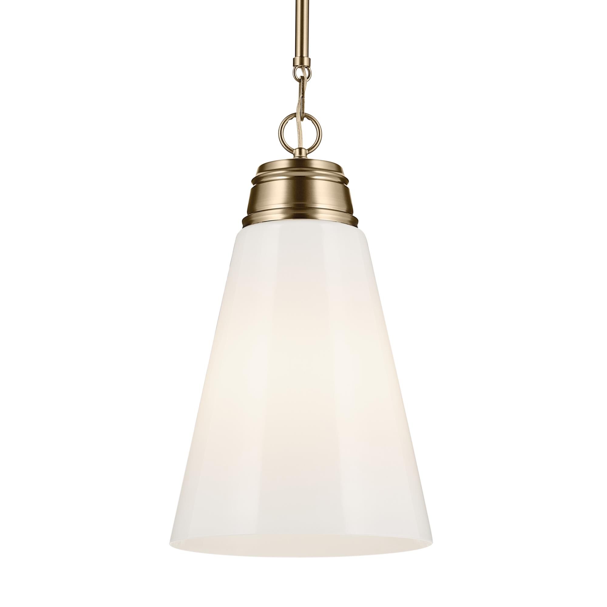 Shown in Champagne Bronze finish and Opal glass