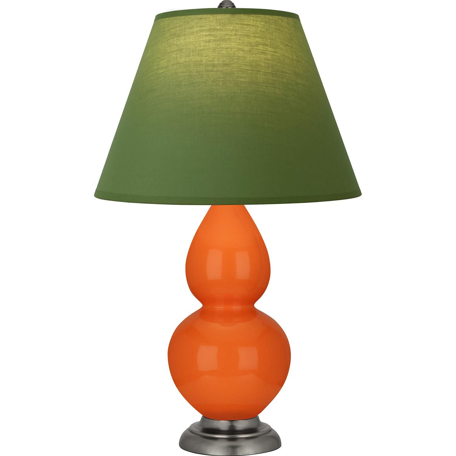 Shown in Pumpkin finish and Tea Green and Taupe shade and Antique Silver accent