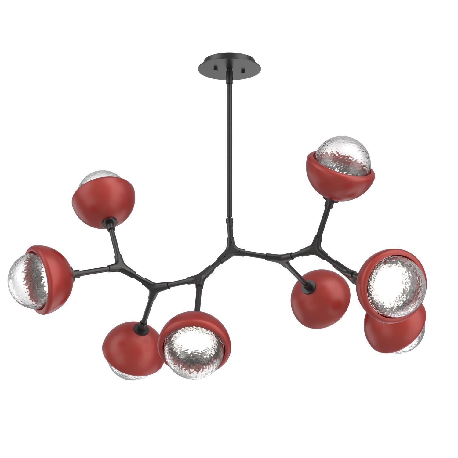 Shown in Matte Black finish and Clear glass and Cinnamon Red accent