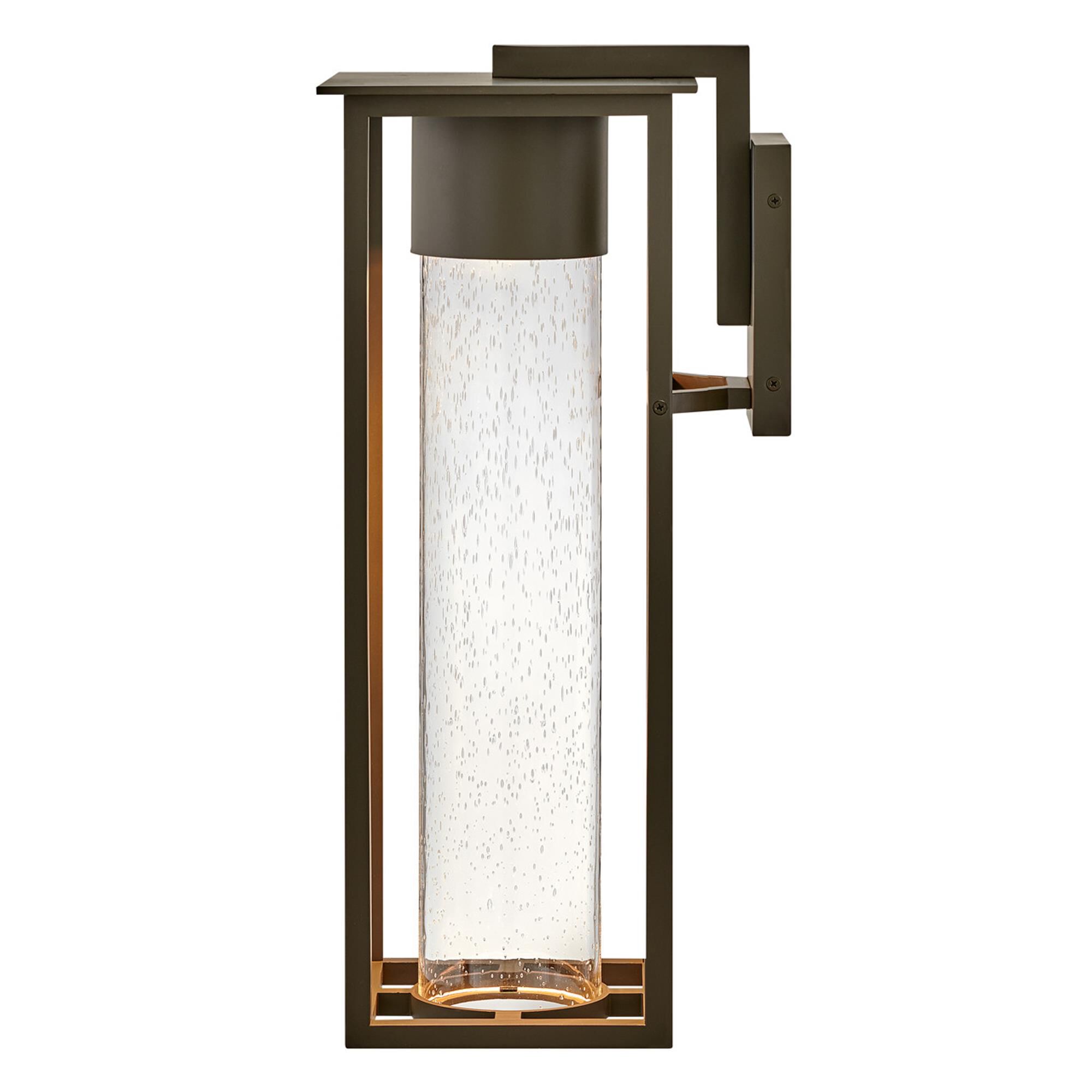 Shown in Oil Rubbed Bronze finish and Clear Seedy glass