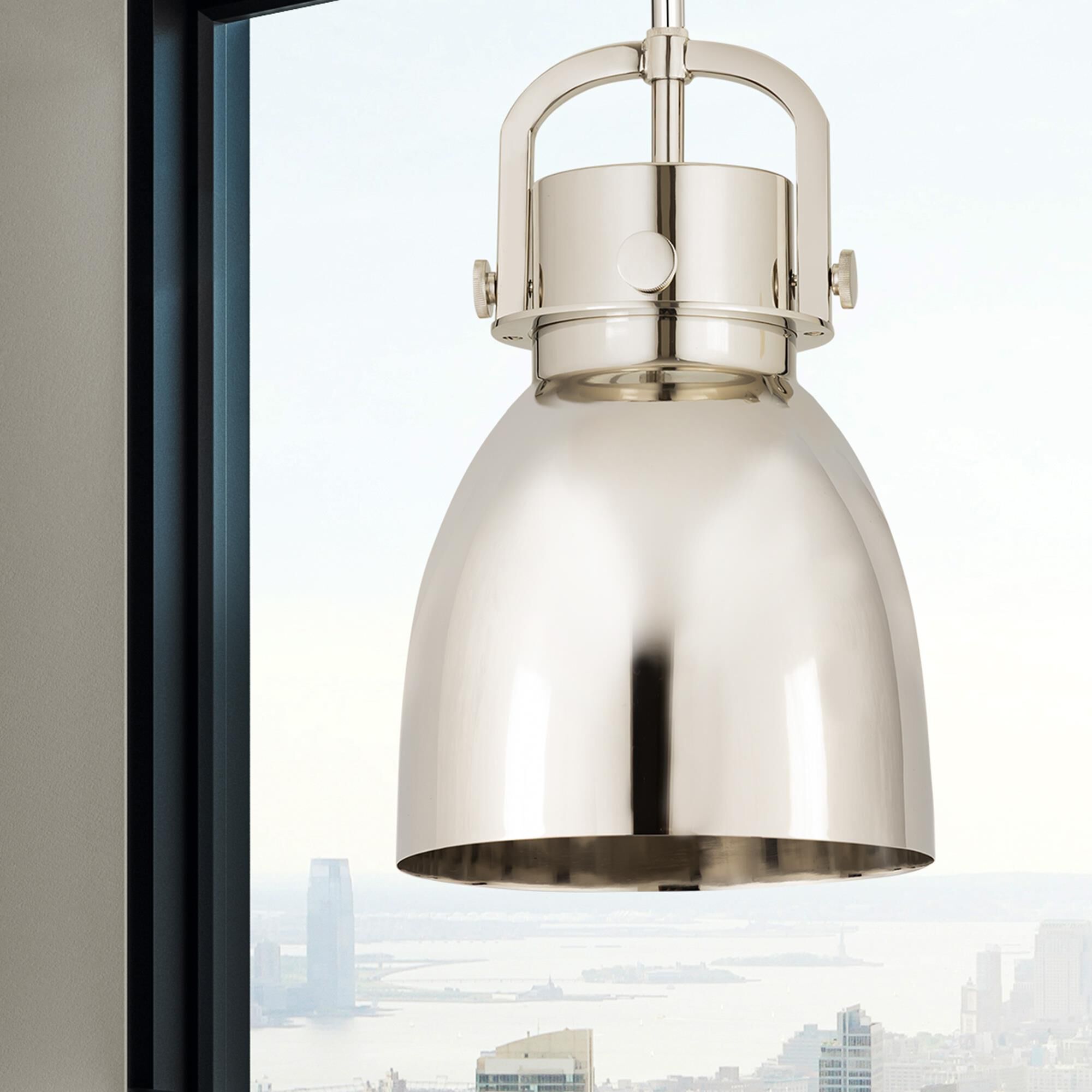 Shown in Polished Nickel finish and Polished Nickel Steel shade