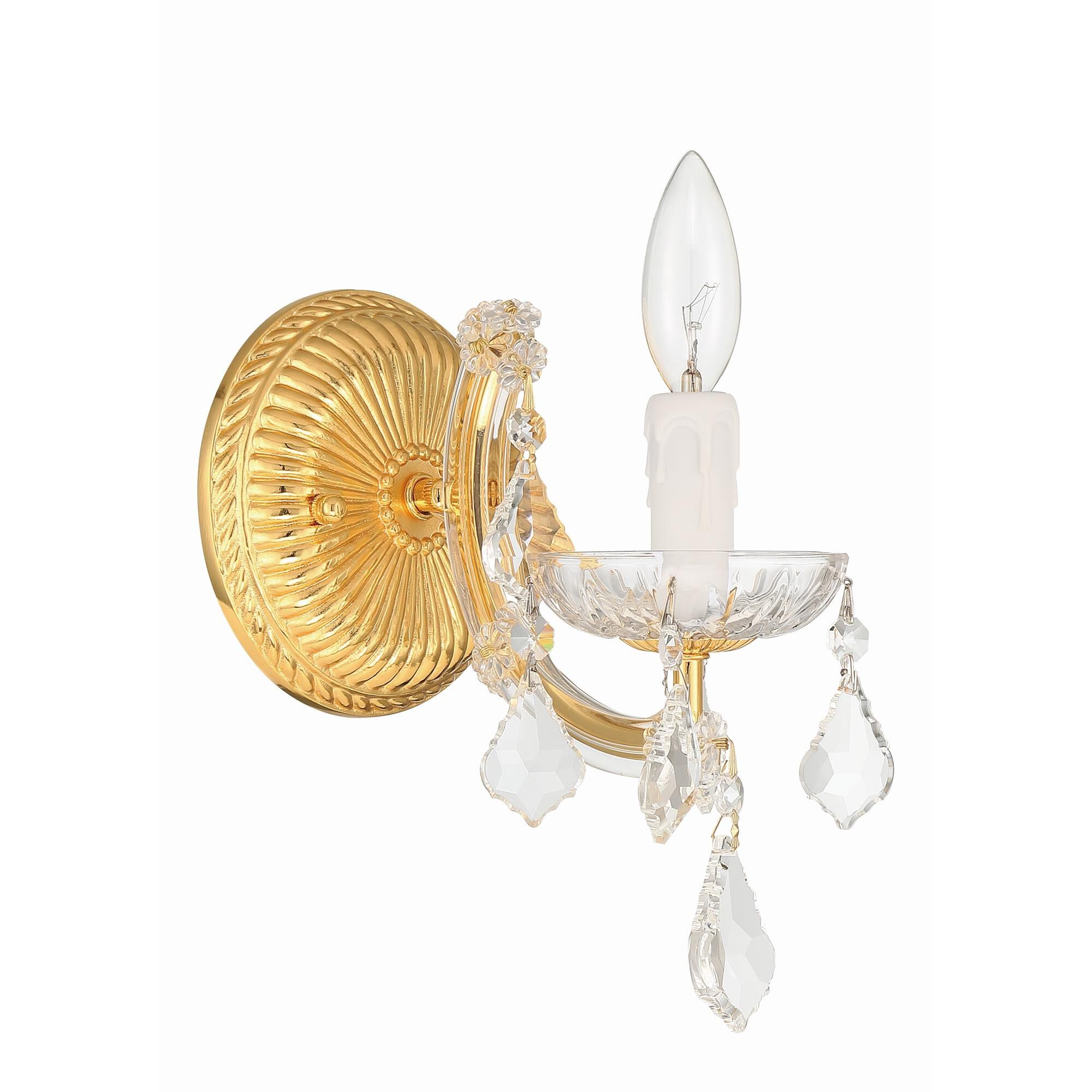 Shown in Gold finish and Clear Hand Cut crystal