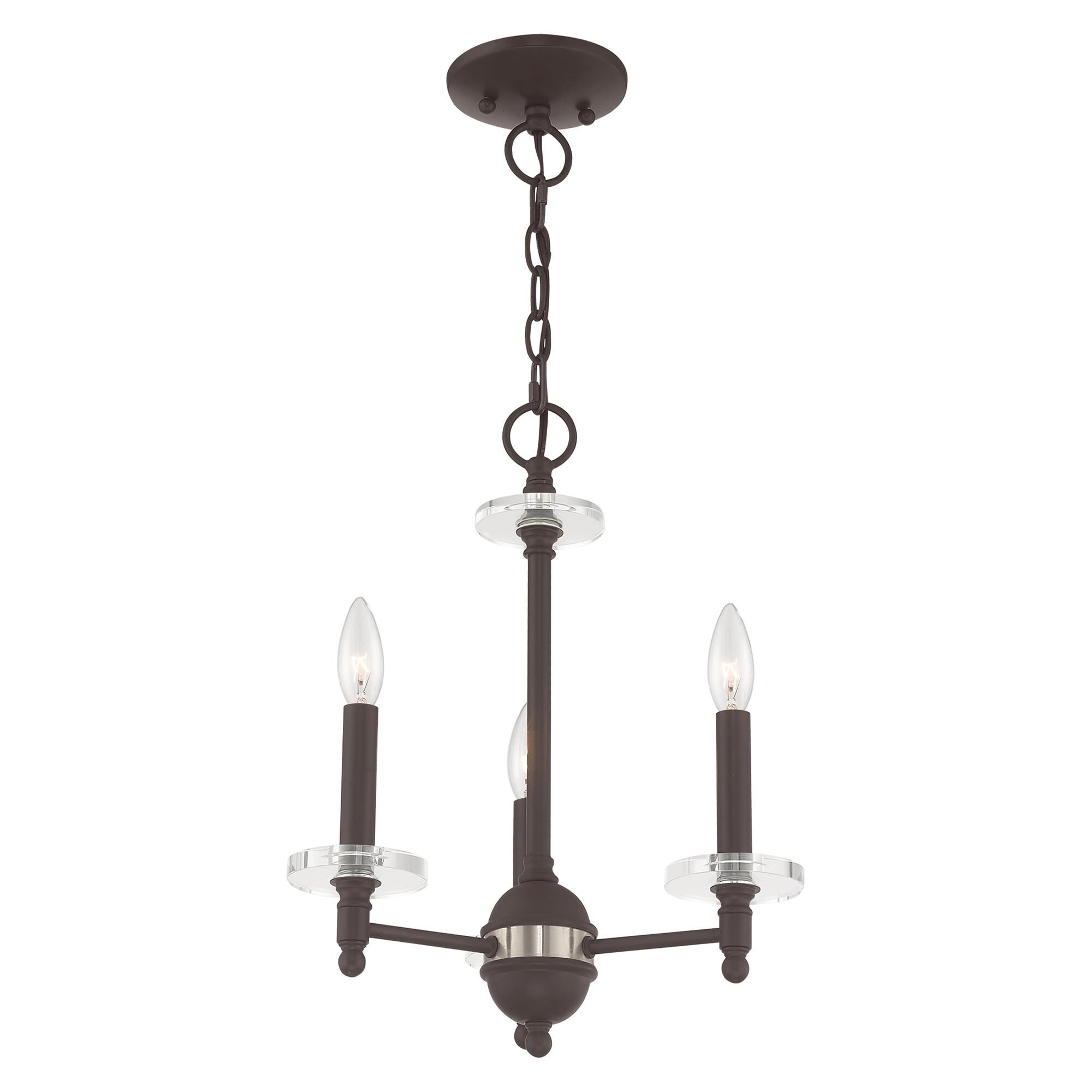 Shown in Bronze finish and Clear Crystal Bobeches glass