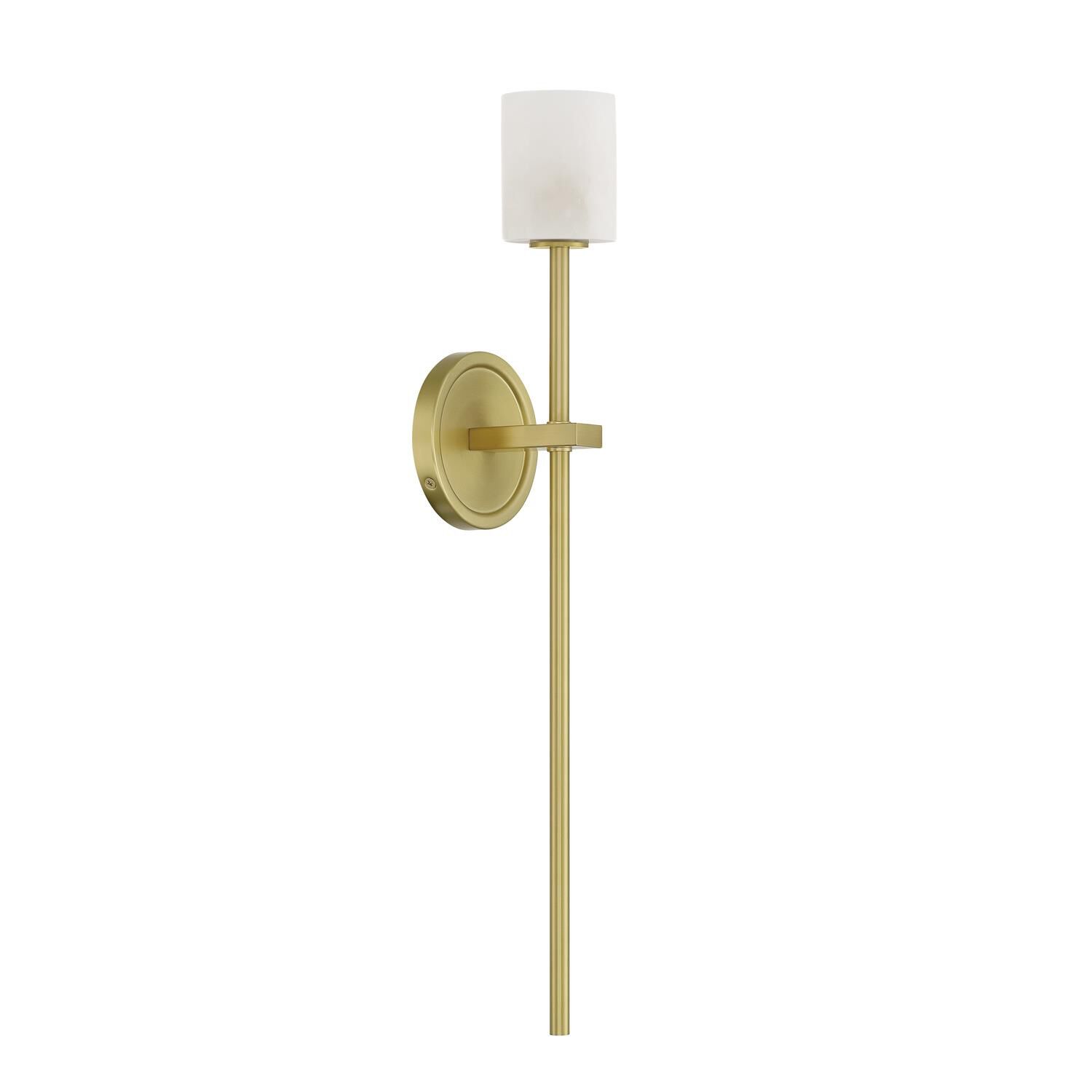Shown in Soft Brass finish and Alabaster crystal and Stone glass and Stone shade