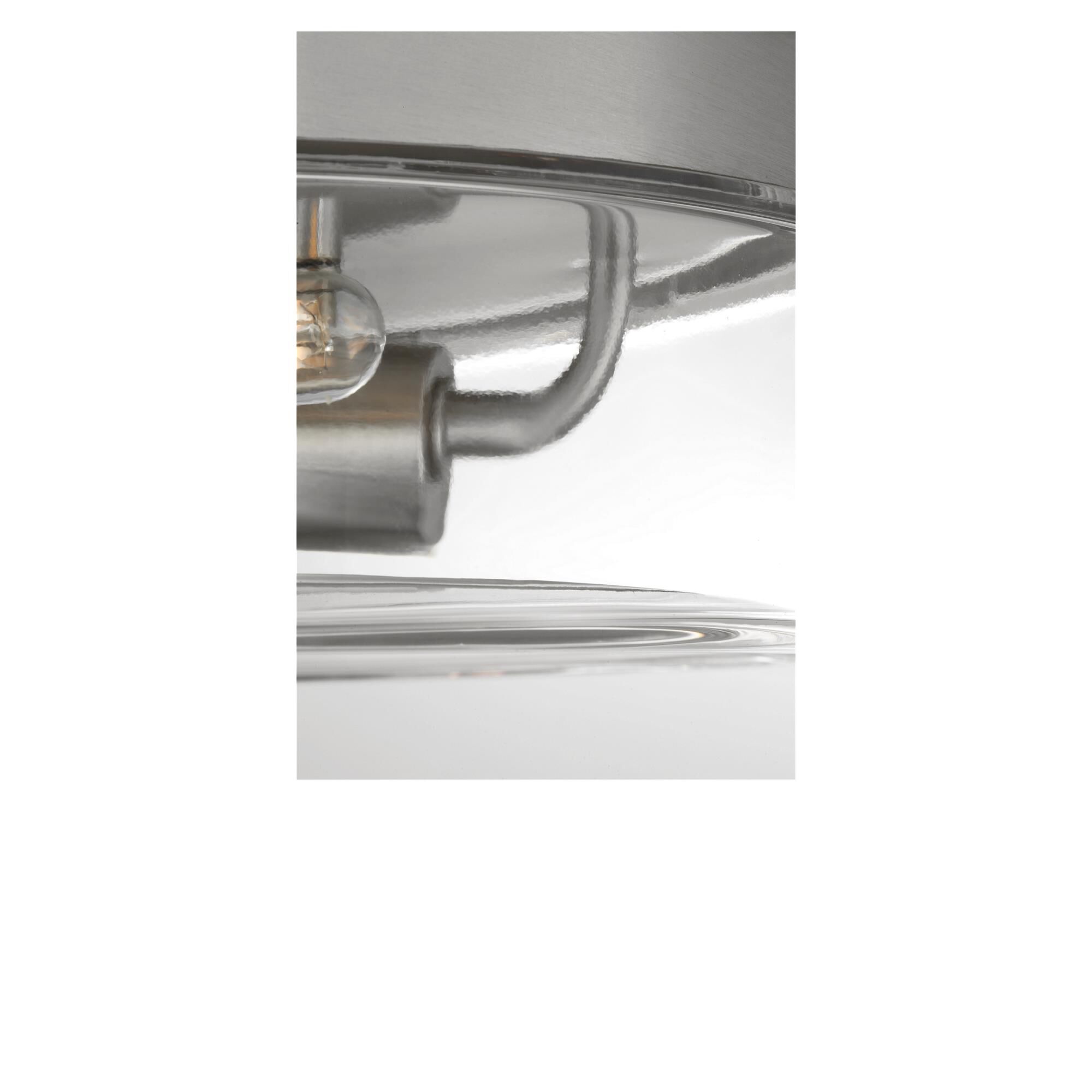 Shown in Brushed Nickel finish and Clear glass