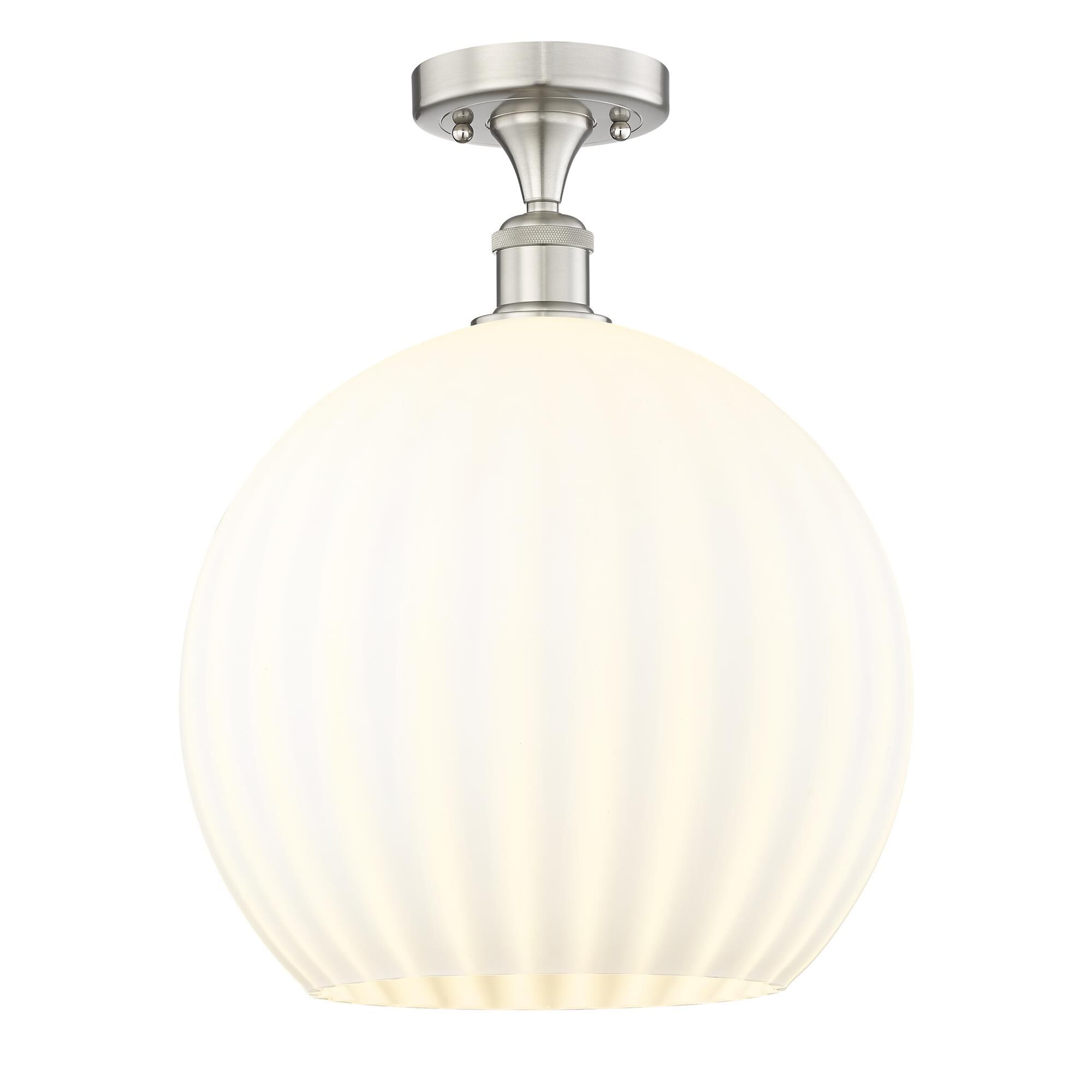 Shown in Brushed Satin Nickel finish and White Venetian glass