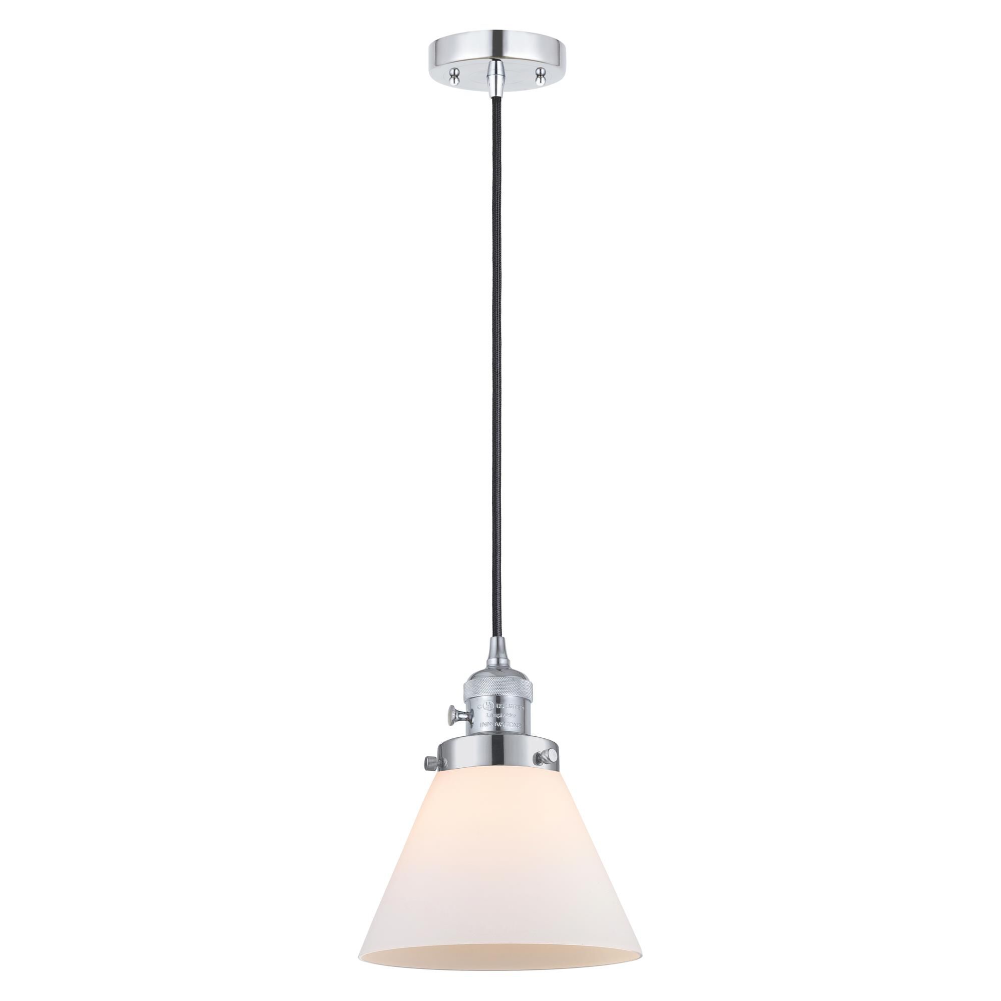 Shown in Polished Chrome finish and Matte White glass