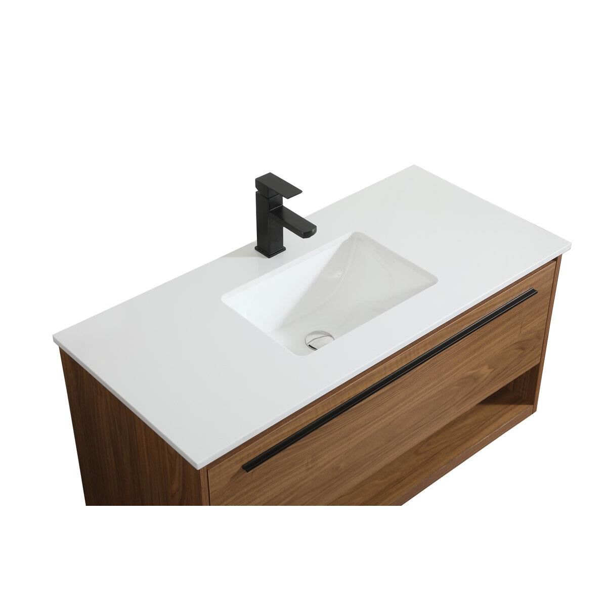 Shown in Walnut Brown finish and Without Backsplash accent