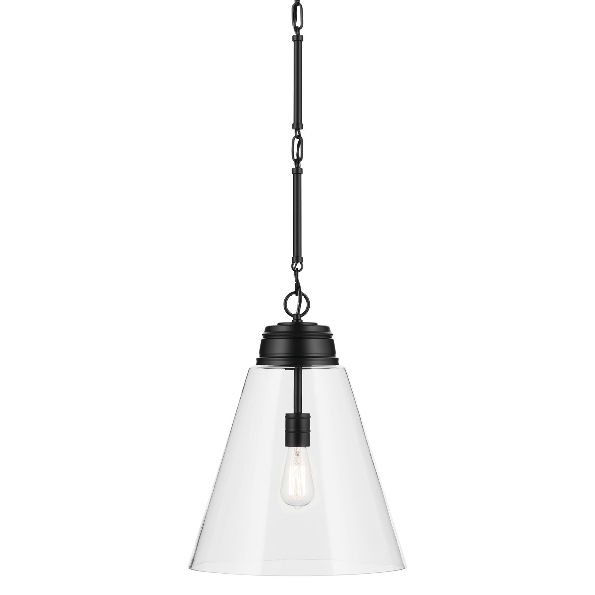 Shown in Black finish and Clear glass