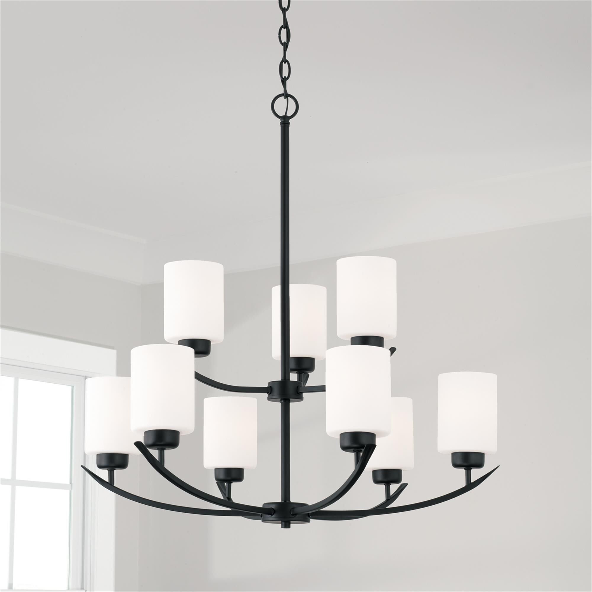 Shown in Matte Black finish and Soft White glass
