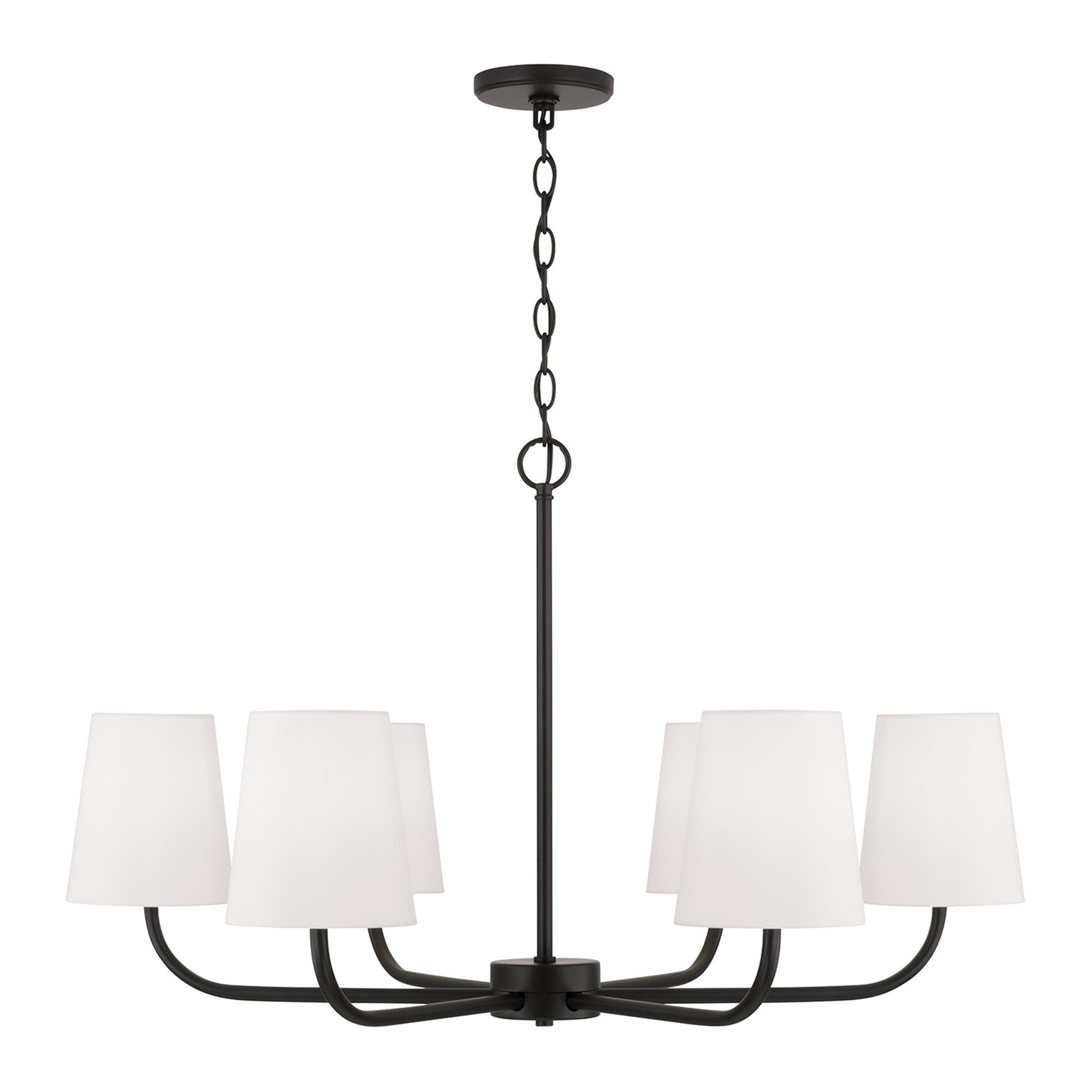 Shown in Matte Black finish and White Fabric Stay-Straight s shade