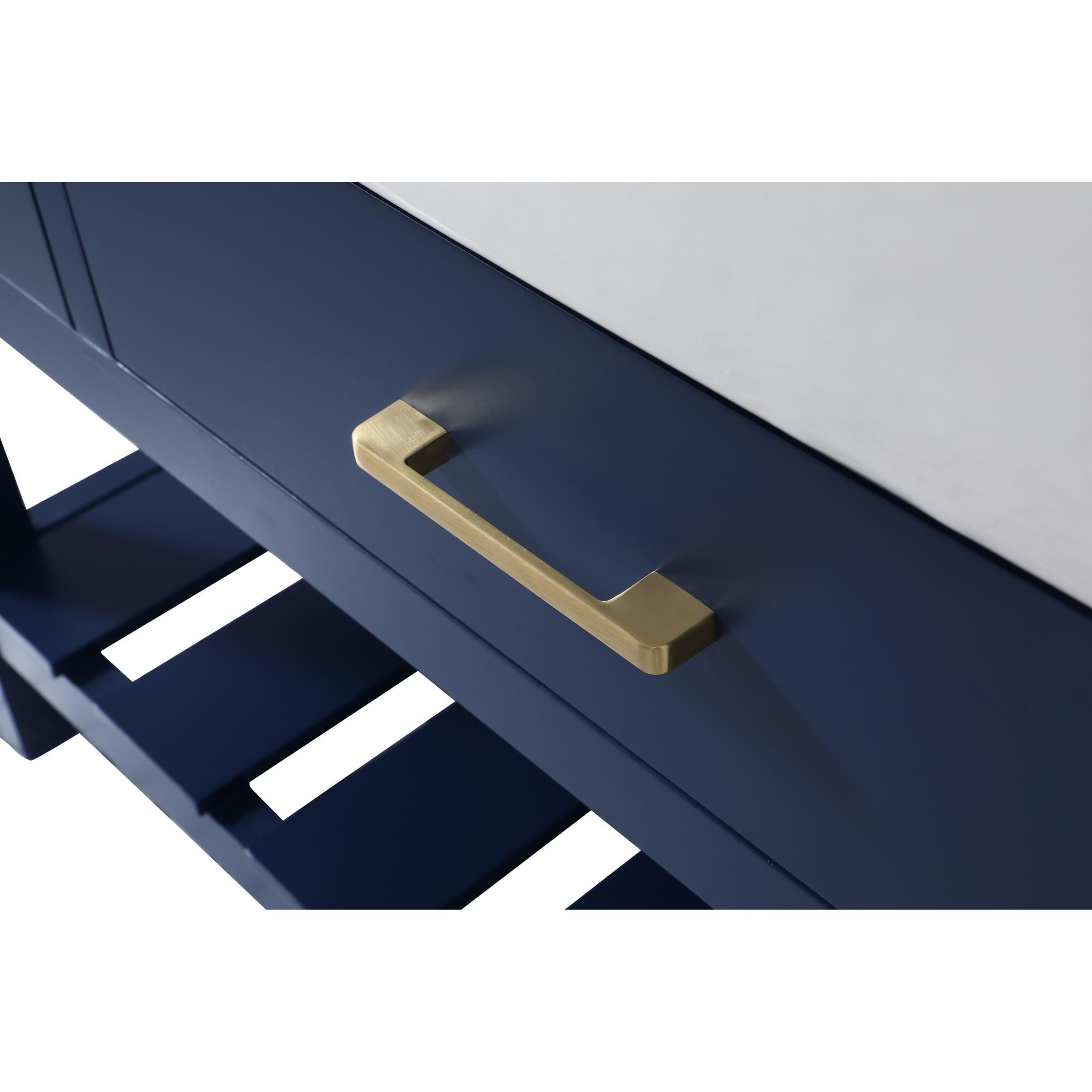 Shown in Blue finish and Without Backsplash accent